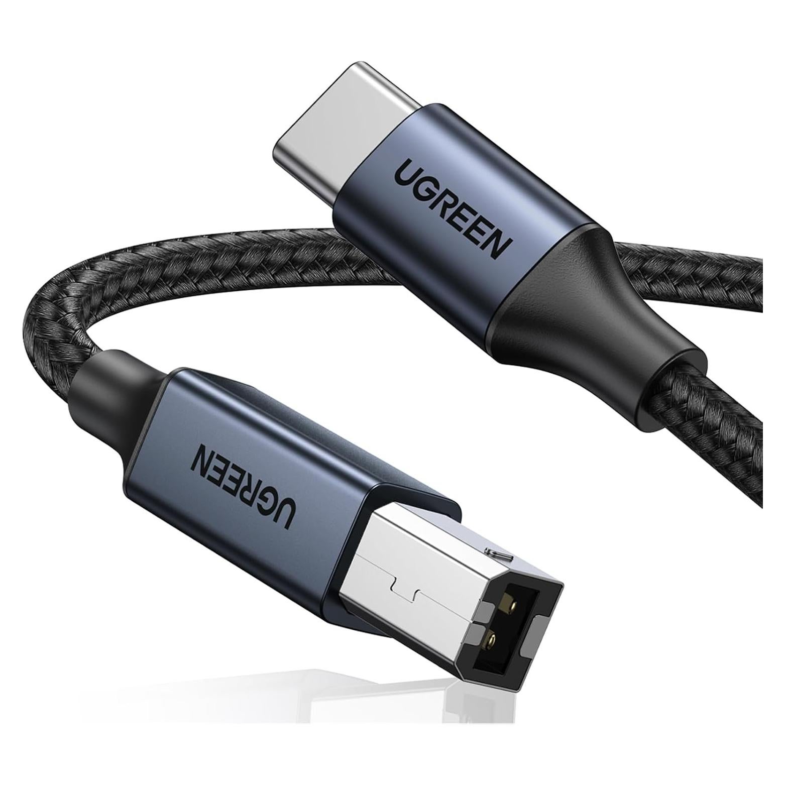 Cable USB C a B UGREEN 0.91m para Impresora y MIDI Negro