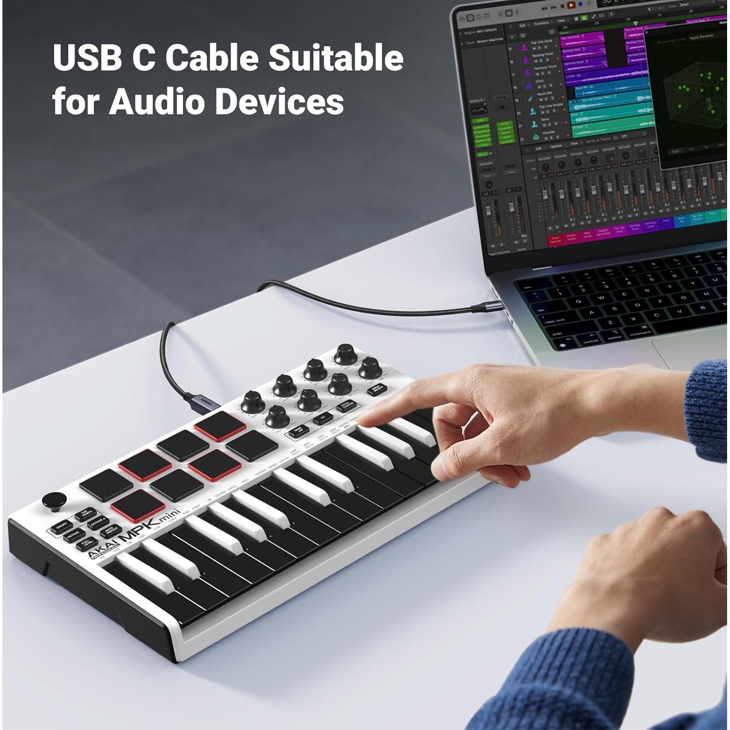 Cable USB C a B UGREEN 0.91m para Impresora y MIDI Negro