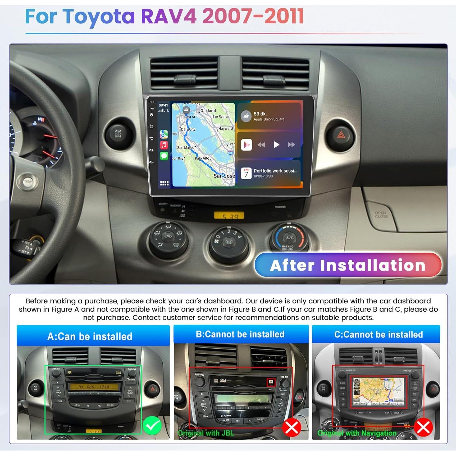Estéreo de Coche Android Hikity 9" 64GB para Toyota RAV4 2007-2011
