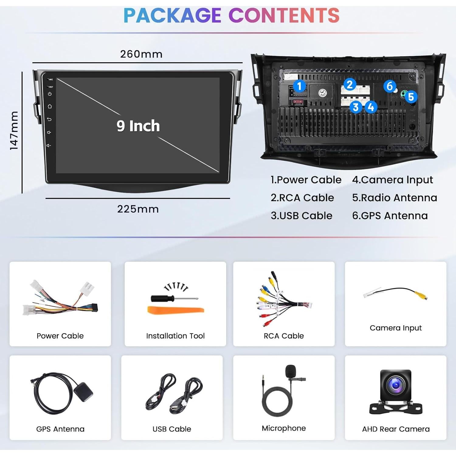 Estéreo de Coche Android Hikity 9" 64GB para Toyota RAV4 2007-2011
