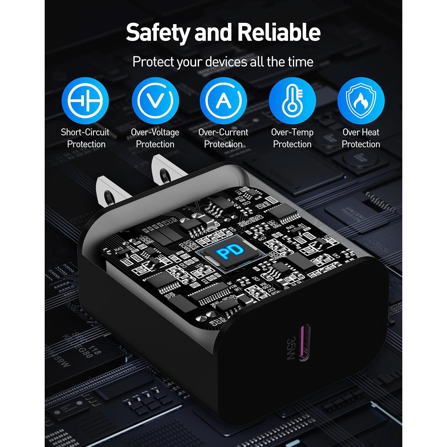 Cargador Rápido USB C 35W para iPhone 17 y iPad - 3FT