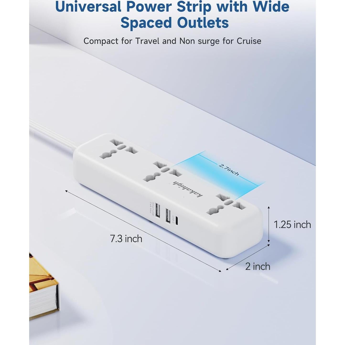 Adaptador de Enchufe Universal KAKAHIGH 5FT con USB Blanco