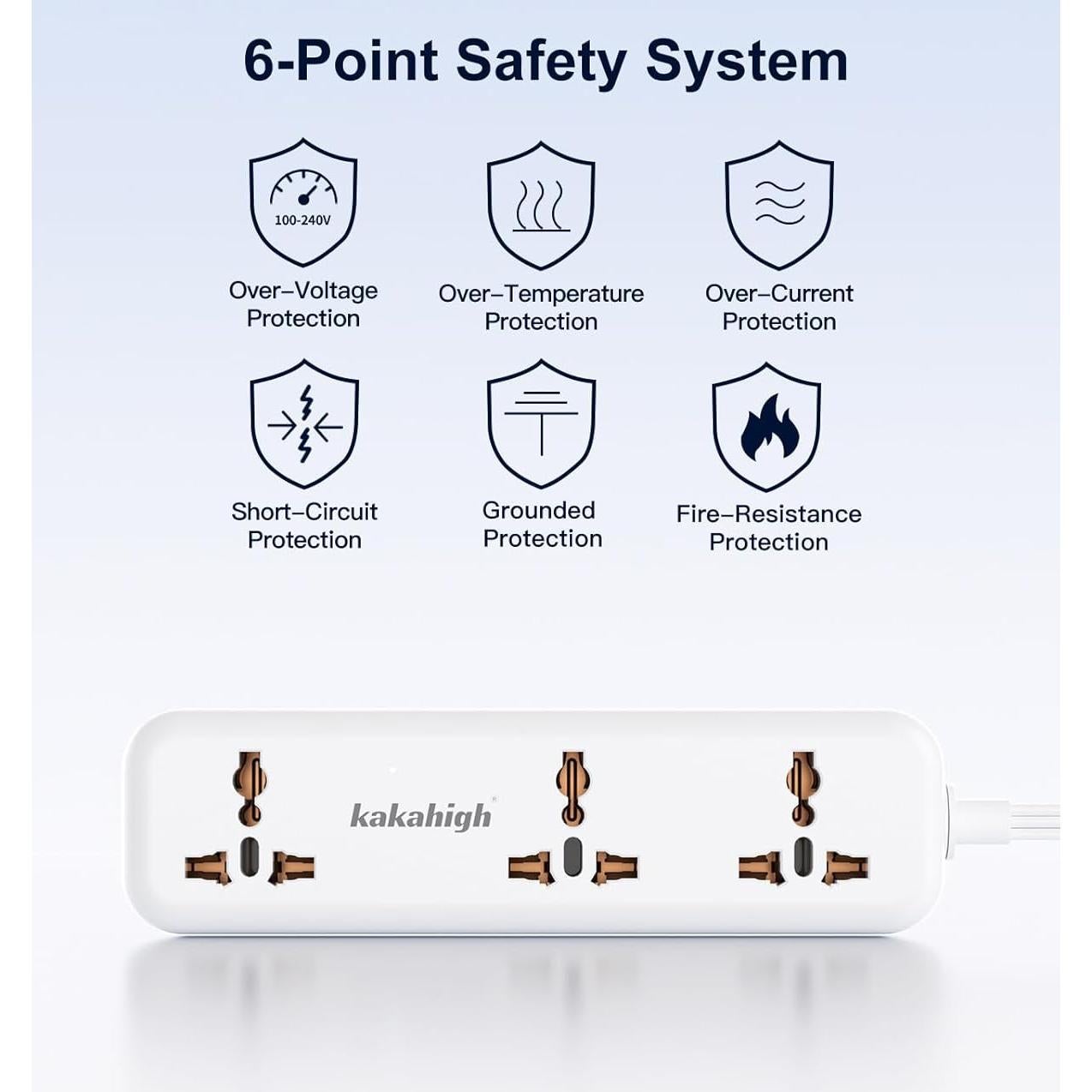 Adaptador de Enchufe Universal KAKAHIGH 5FT con USB Blanco