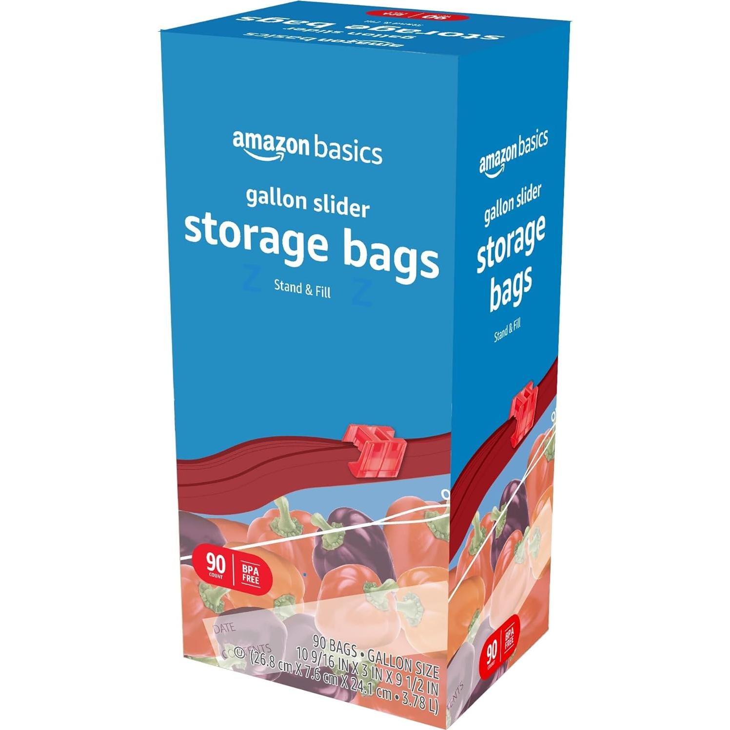 Bolsas de Almacenamiento de Comida Amazon Basics 90 Unidades 3.78L