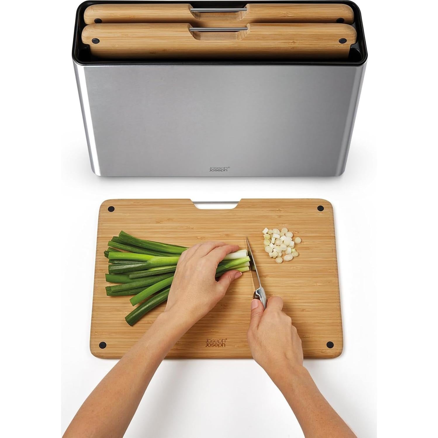 Conjunto de 3 Tablas de Cortar de Bambú Joseph Joseph con Estuche