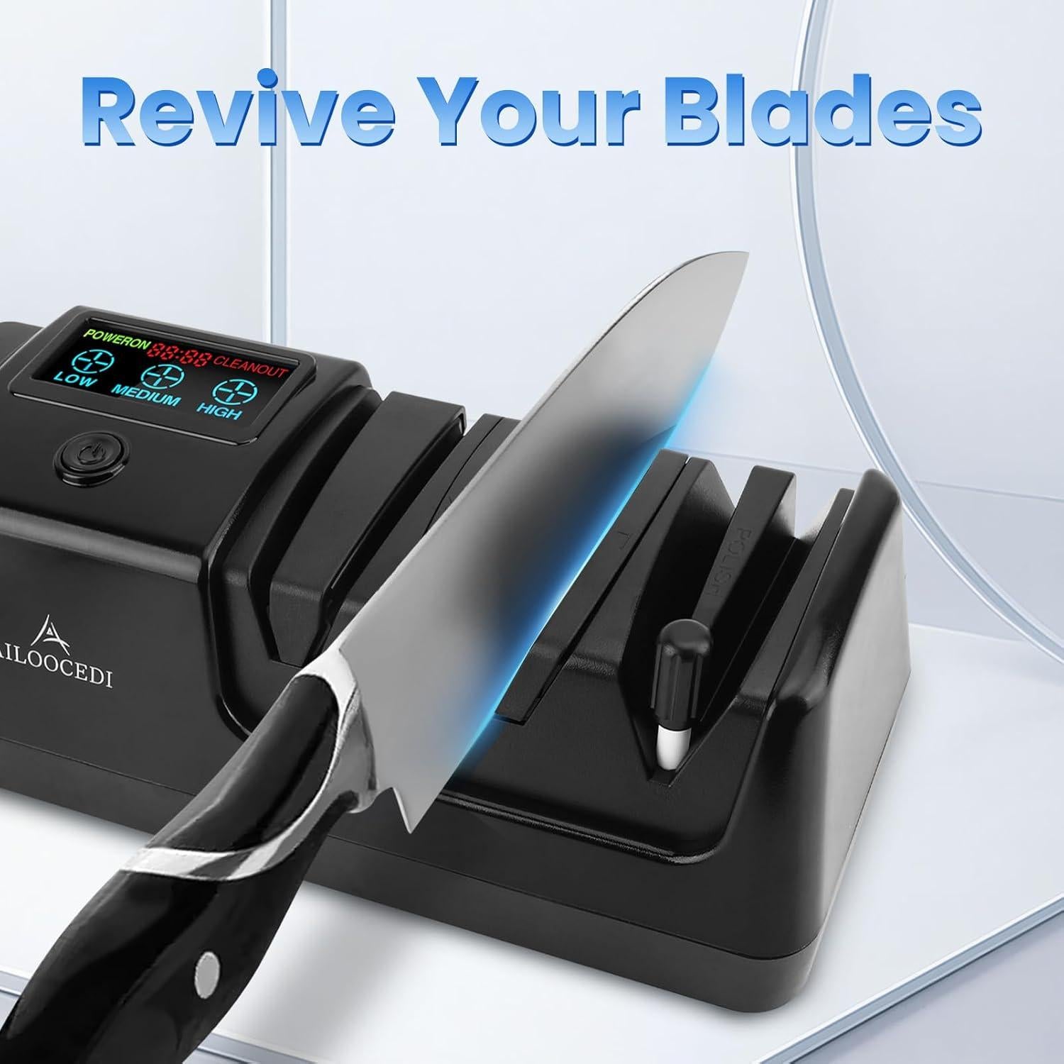 Afilador de cuchillos eléctrico AILOOCEDI RZ-D005 3 etapas LCD