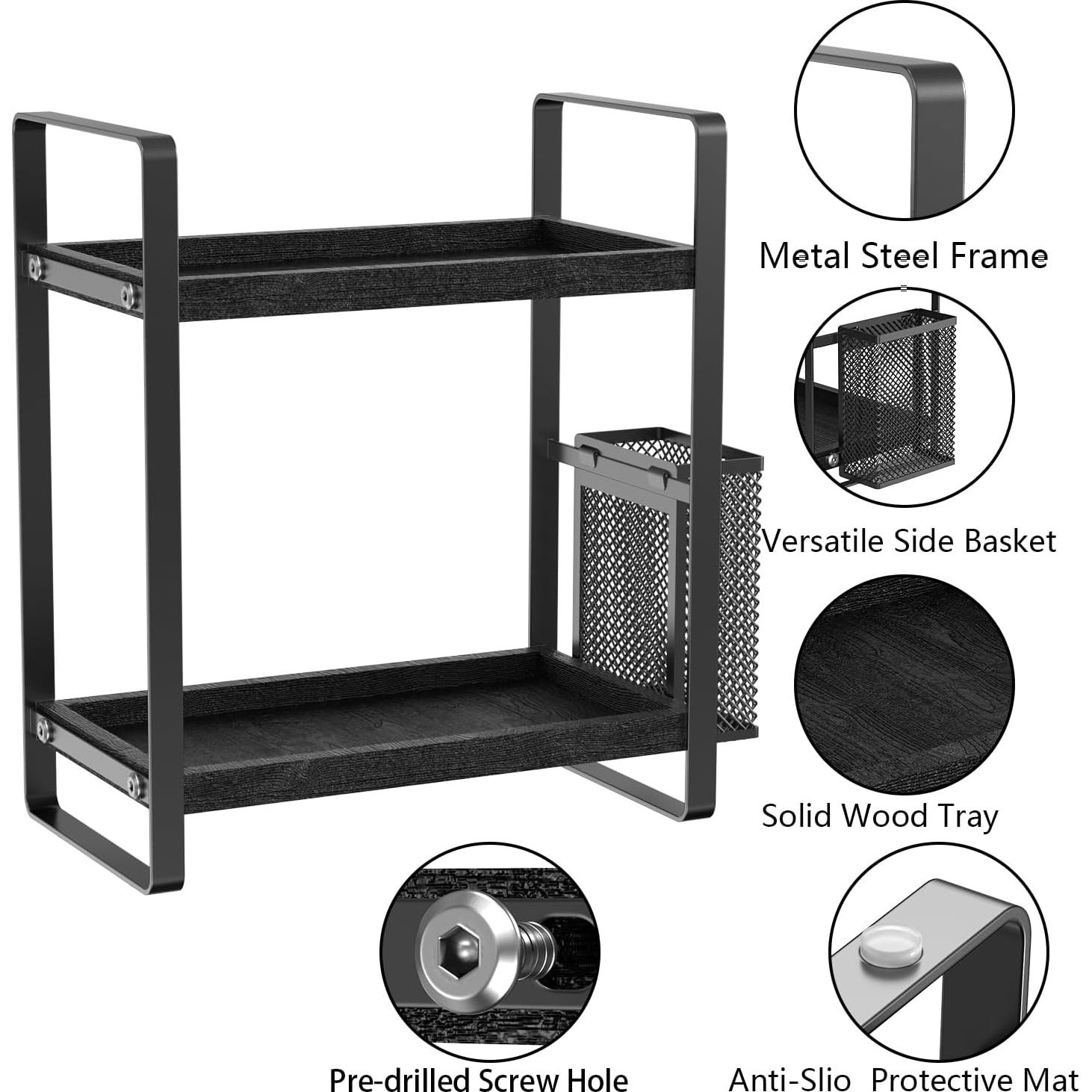 Organizador de Encimera Harnidipa de Madera Negro 12x25cm