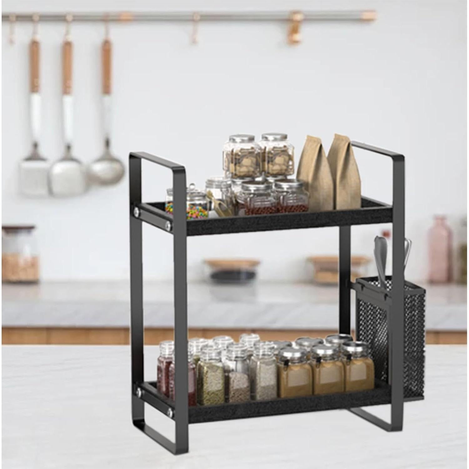 Organizador de Encimera Harnidipa de Madera Negro 12x25cm