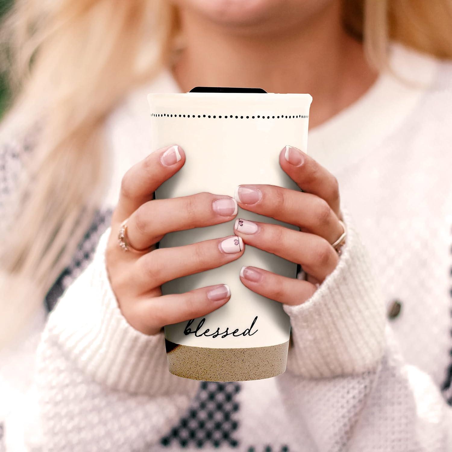 Taza de Viaje Cerámica Blanca 354 ml Lighthouse Bendecido