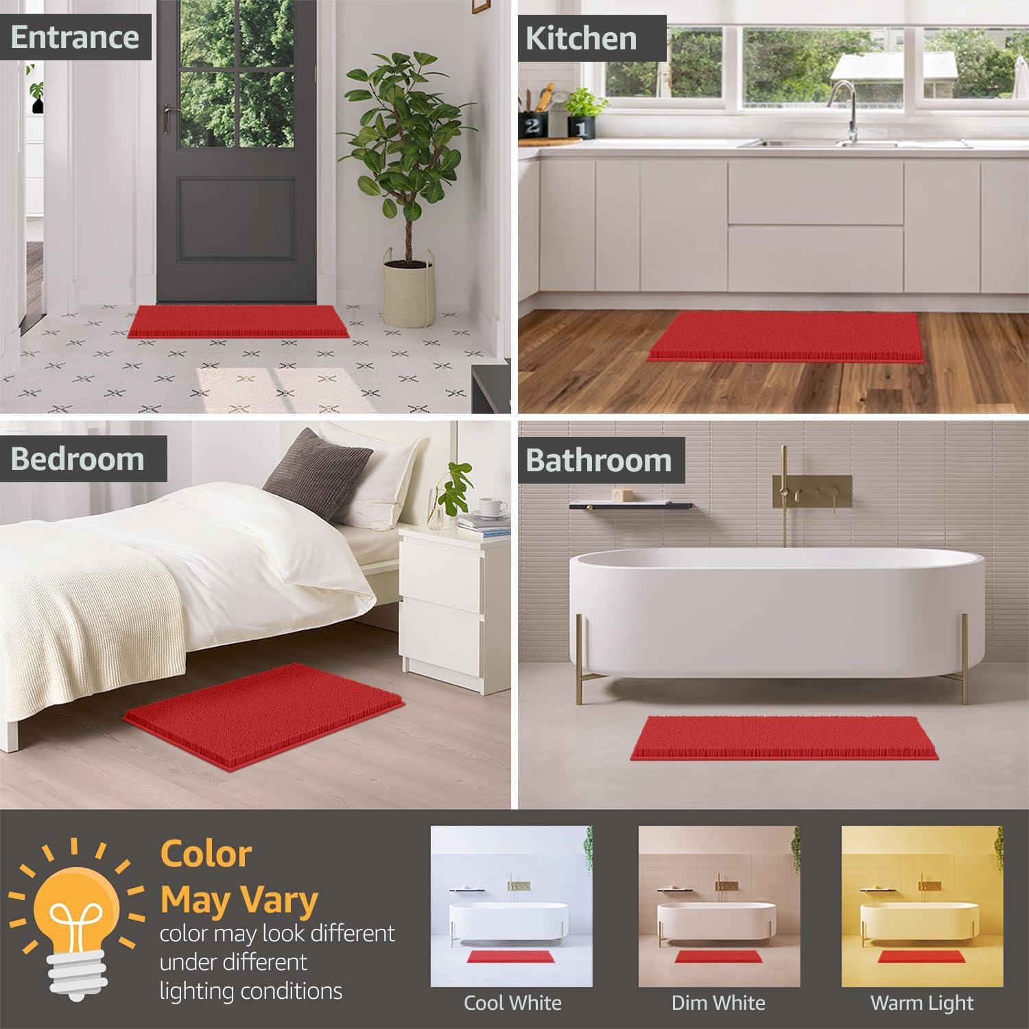 Conjunto de Alfombrillas de Baño LuxUrux Rojo 3 Piezas