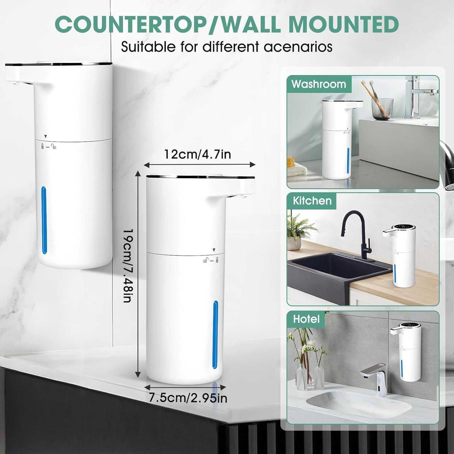 Dispensador de Jabón Espumoso Automático VZZNN 400ml Blanco 2 Paquete