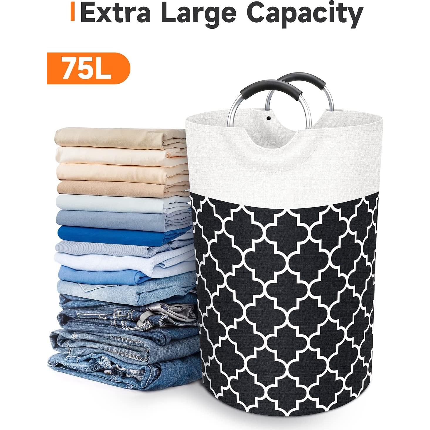 Cesta de Ropa Plegable Fabspace 75L Impermeable Negra