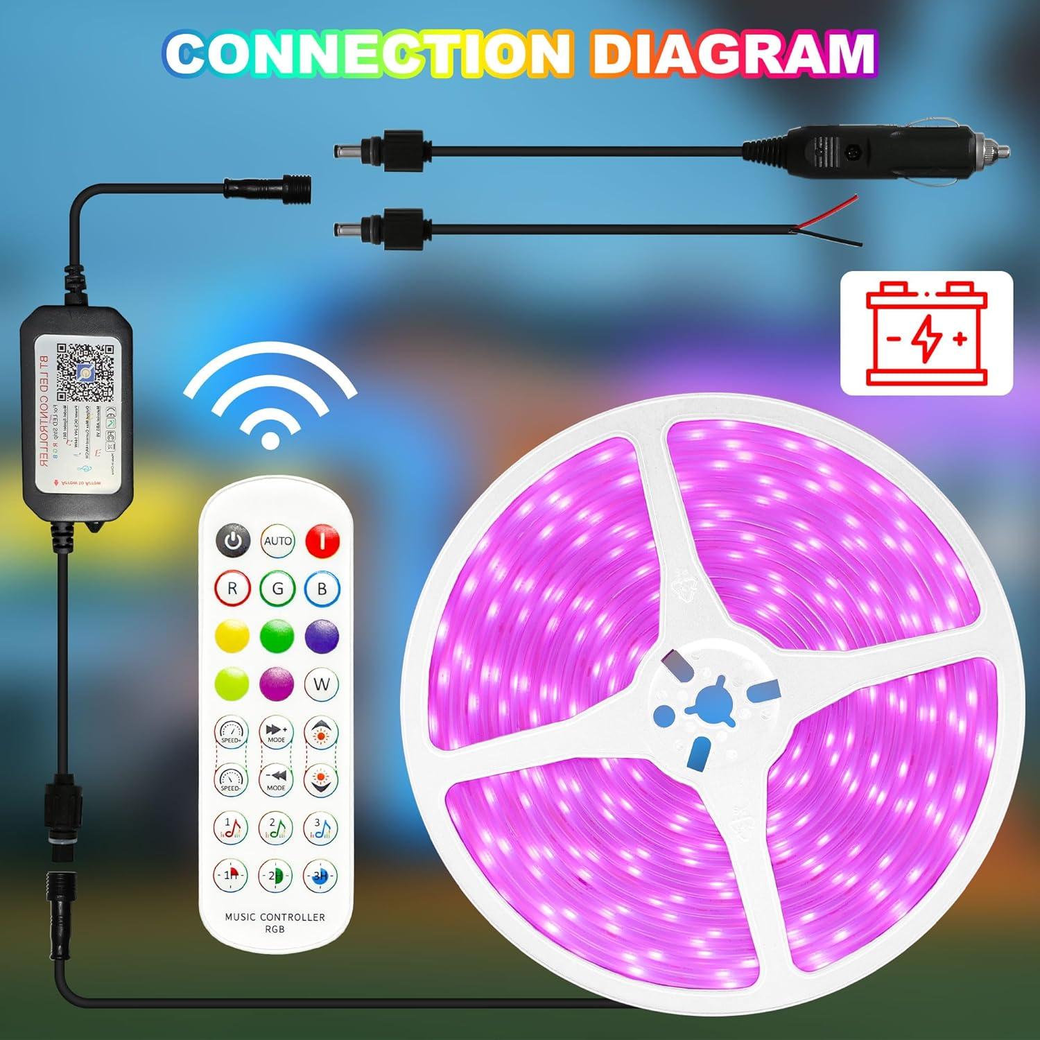 Luces LED Marinas Gliztech 7.62m RGB 12V Impermeables IP67