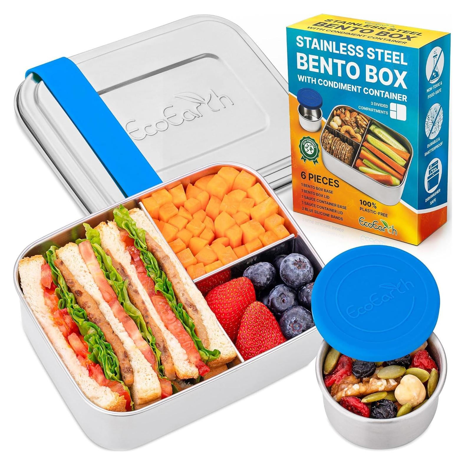 Caja Bento de Acero Inoxidable EcoEarth - 0.79 L - Azul