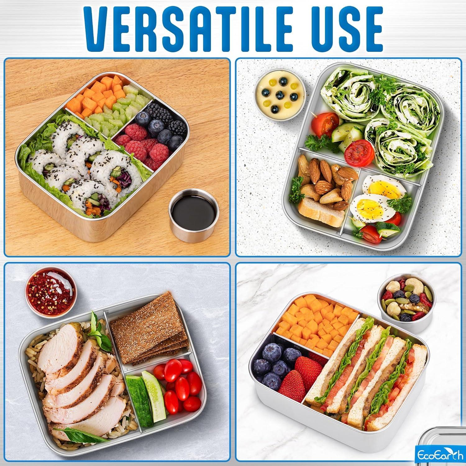 Caja Bento de Acero Inoxidable EcoEarth - 0.79 L - Azul