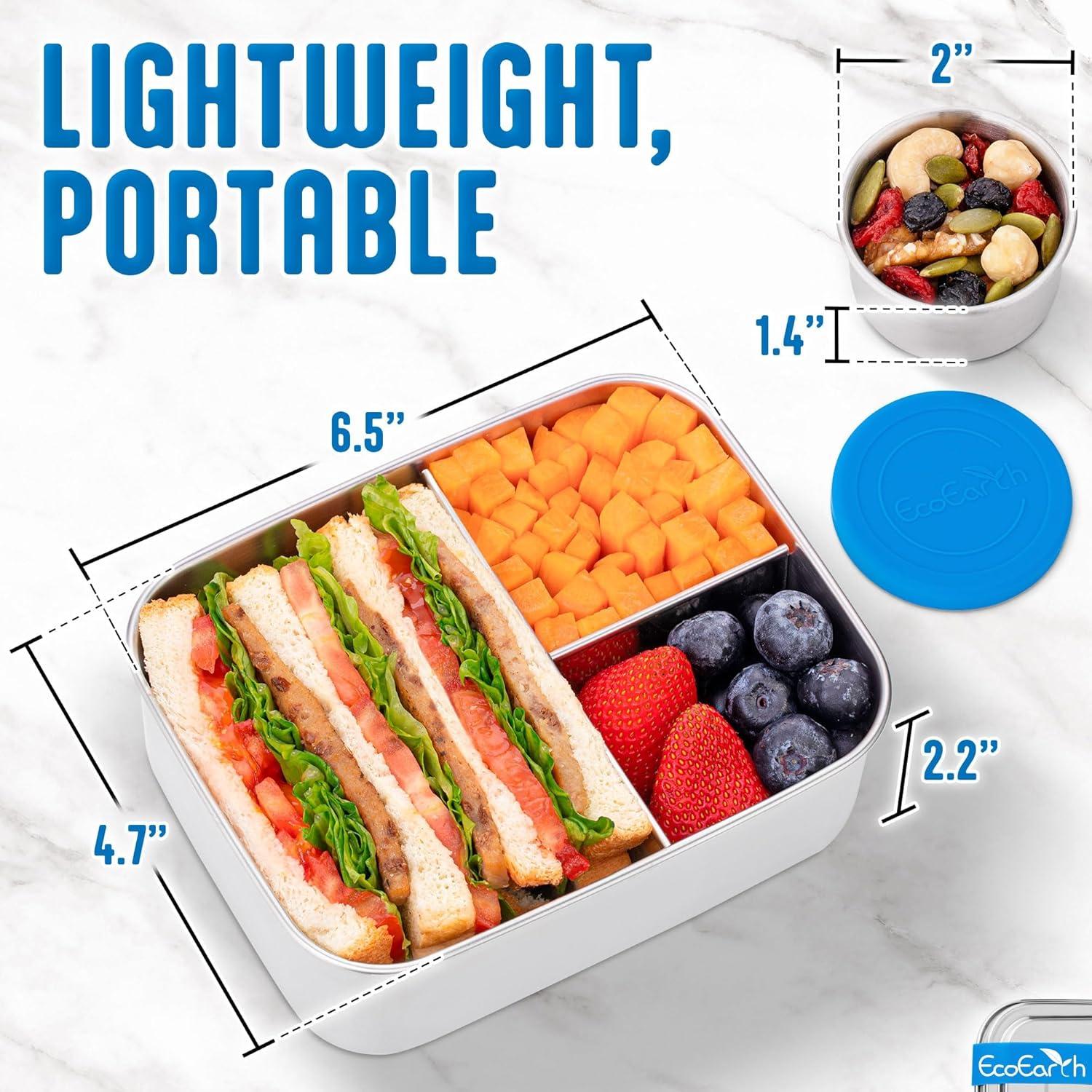 Caja Bento de Acero Inoxidable EcoEarth - 0.79 L - Azul