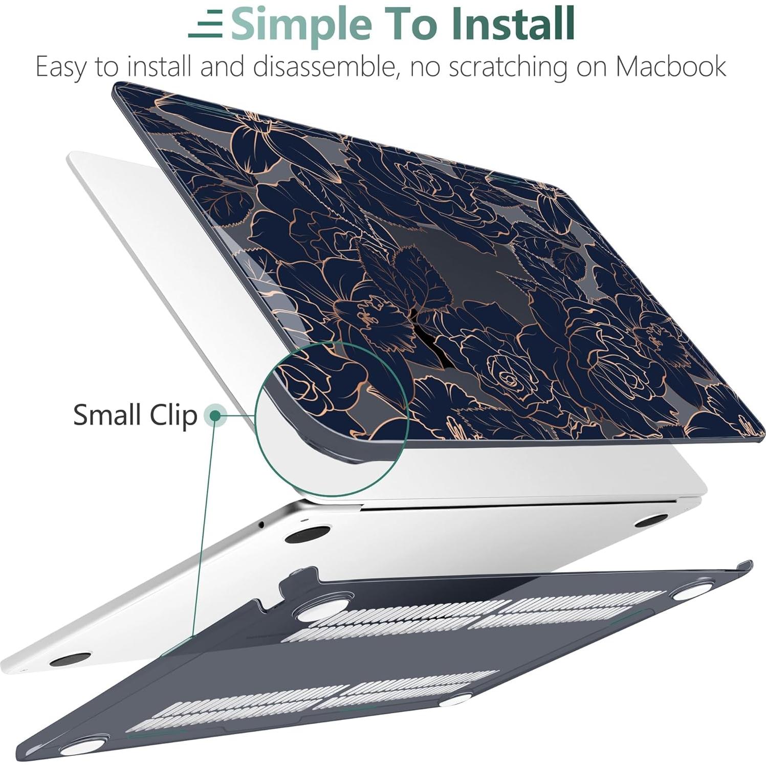 Funda TWOLSKOO para MacBook Air 13.6" M4 M3 M2 Rosa