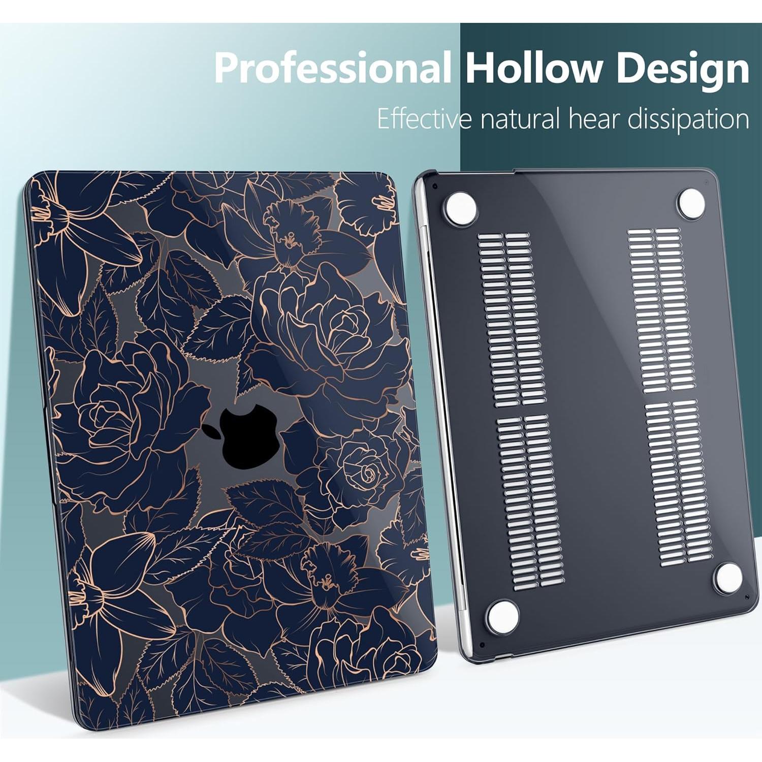 Funda TWOLSKOO para MacBook Air 13.6" M4 M3 M2 Rosa