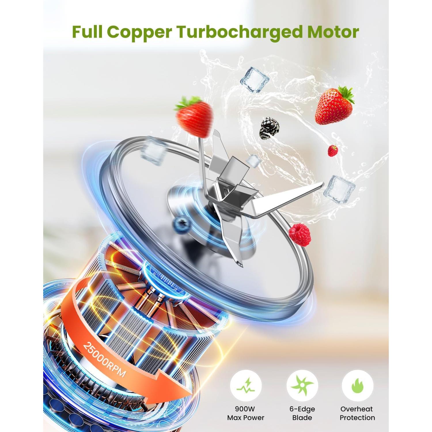 Batidora Personal LAMPICK 900W con 2 Tazas 650ml Sin BPA