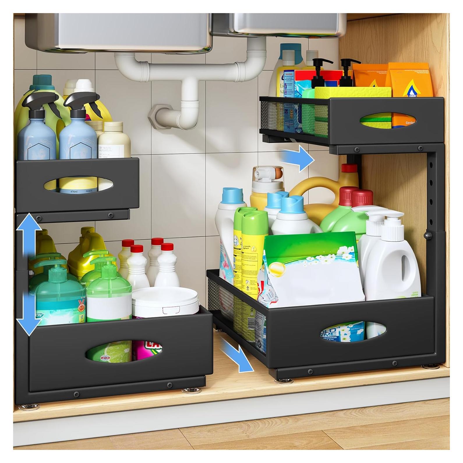 Organizador Bajo Fregadero PXRACK 2 Niveles Ajustable Negro