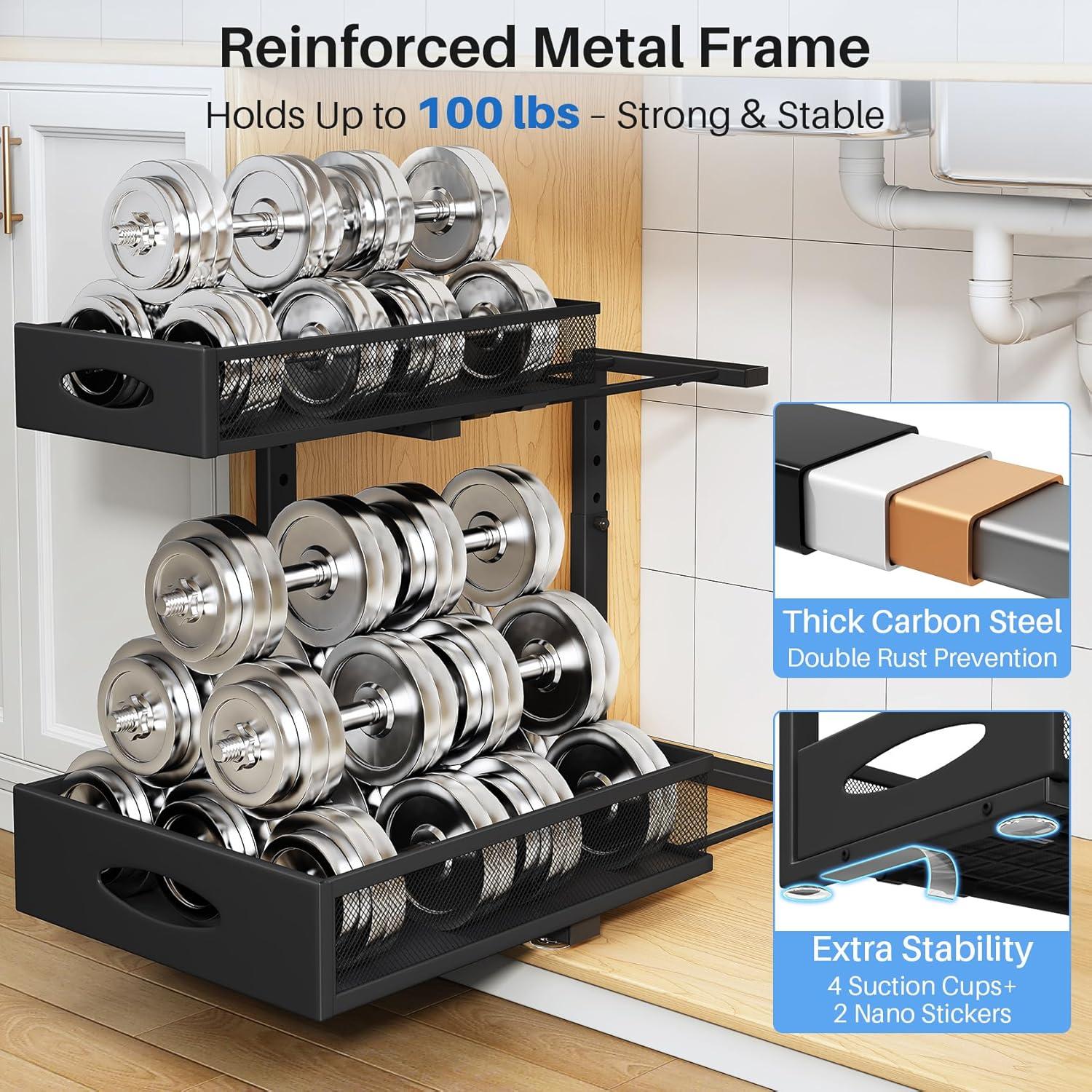 Organizador Bajo Fregadero PXRACK 2 Niveles Ajustable Negro