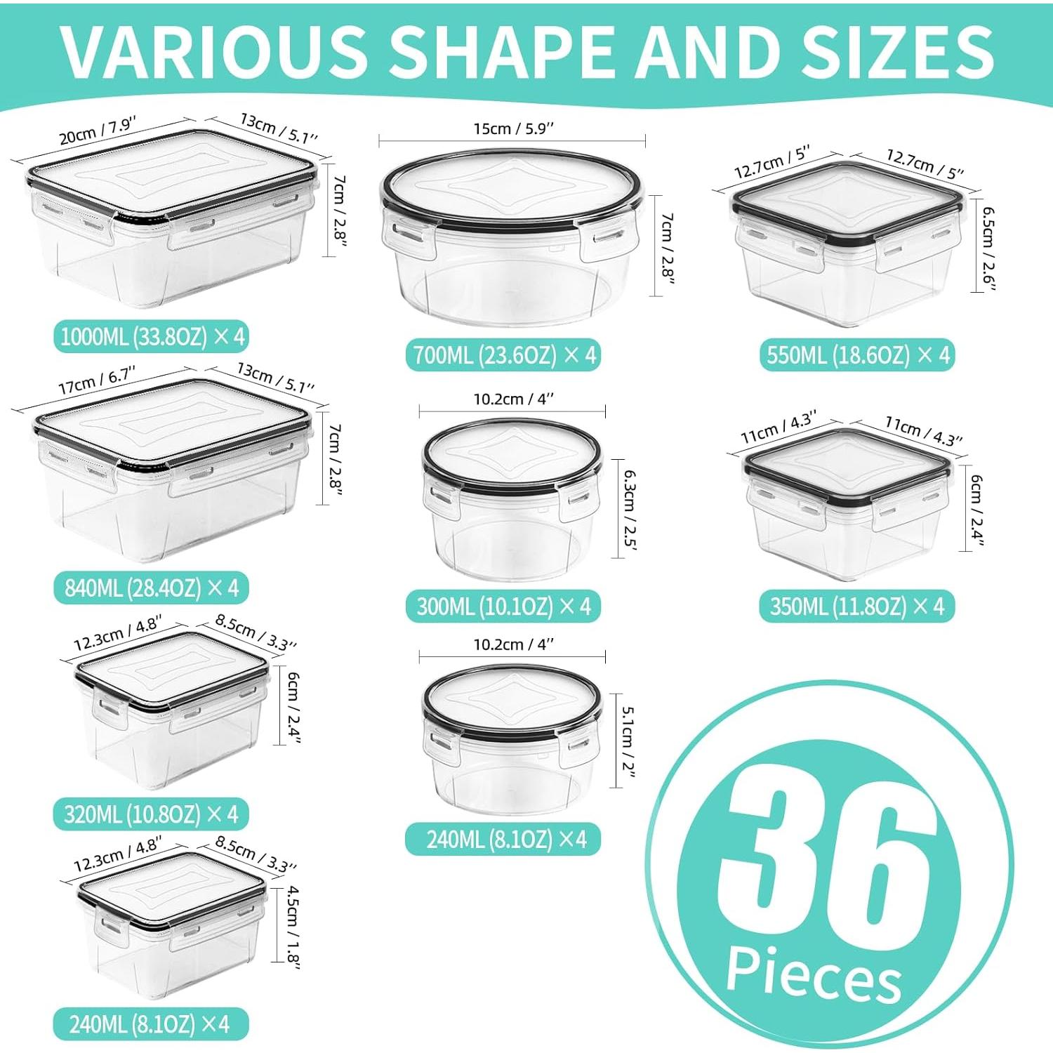 Conjunto 72 Piezas Recipientes Almacenamiento Skroam Herméticos