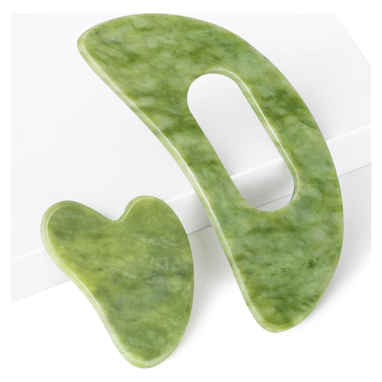 Juego de Herramientas de Masaje Gua Sha Jade Crossmoon 2 Piezas