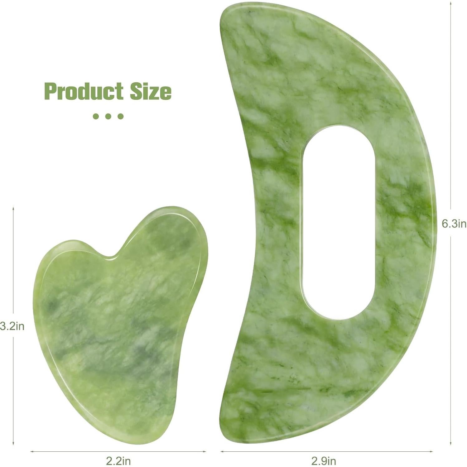 Juego de Herramientas de Masaje Gua Sha Jade Crossmoon 2 Piezas