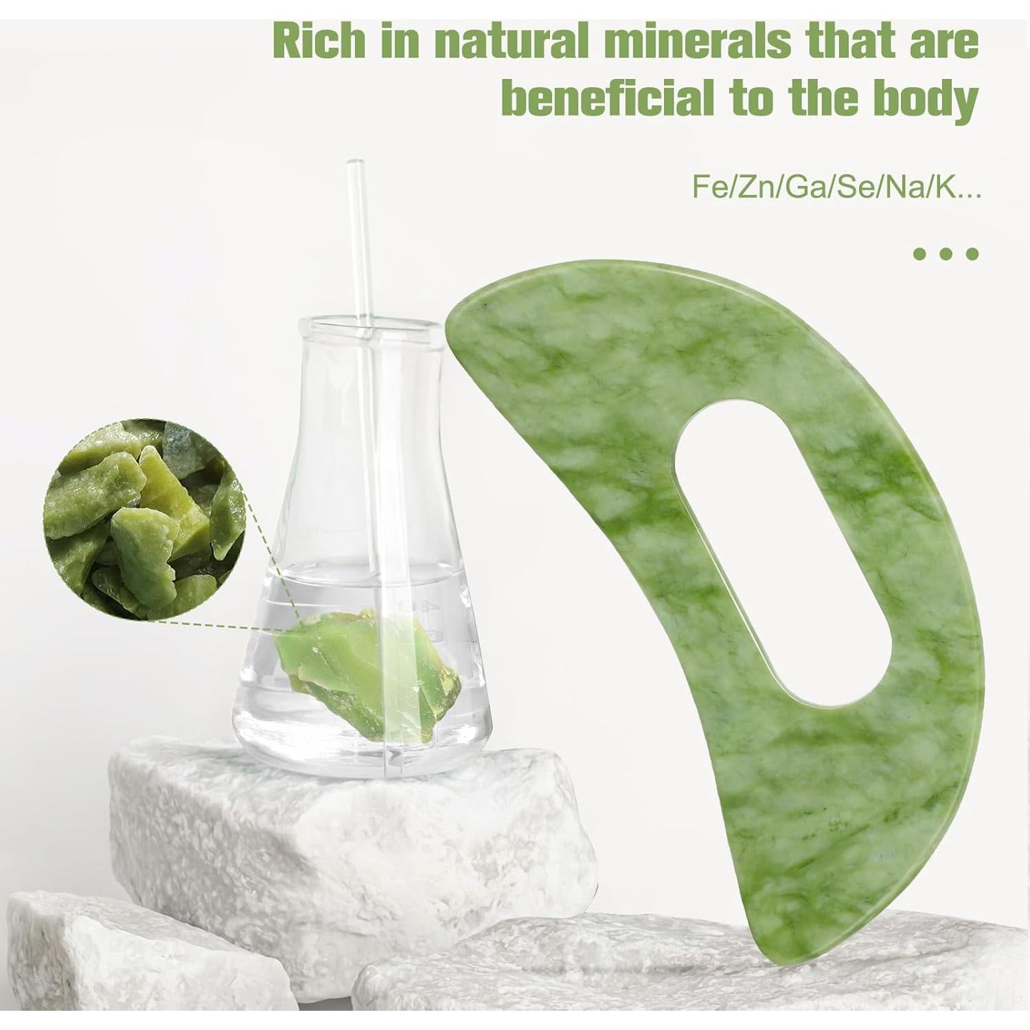 Juego de Herramientas de Masaje Gua Sha Jade Crossmoon 2 Piezas