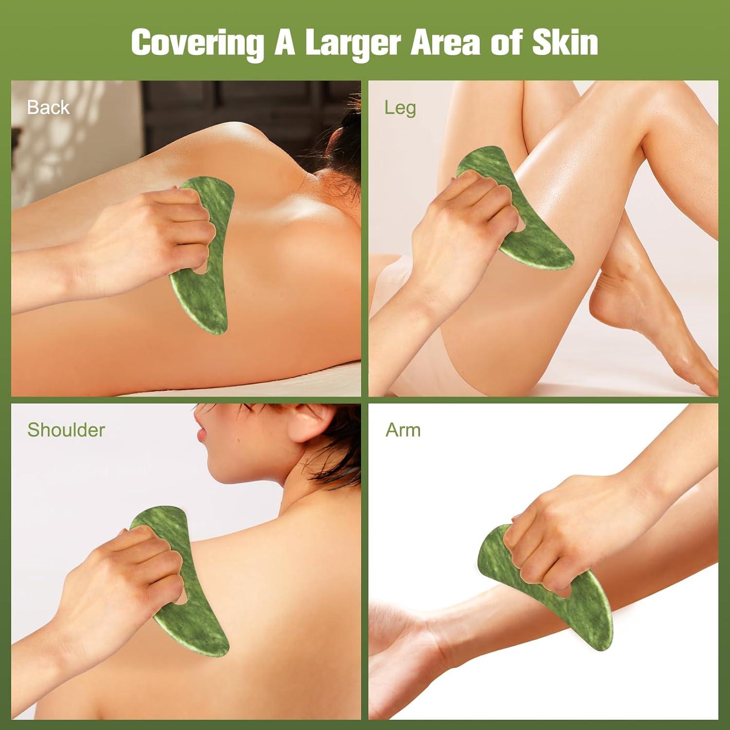 Juego de Herramientas de Masaje Gua Sha Jade Crossmoon 2 Piezas