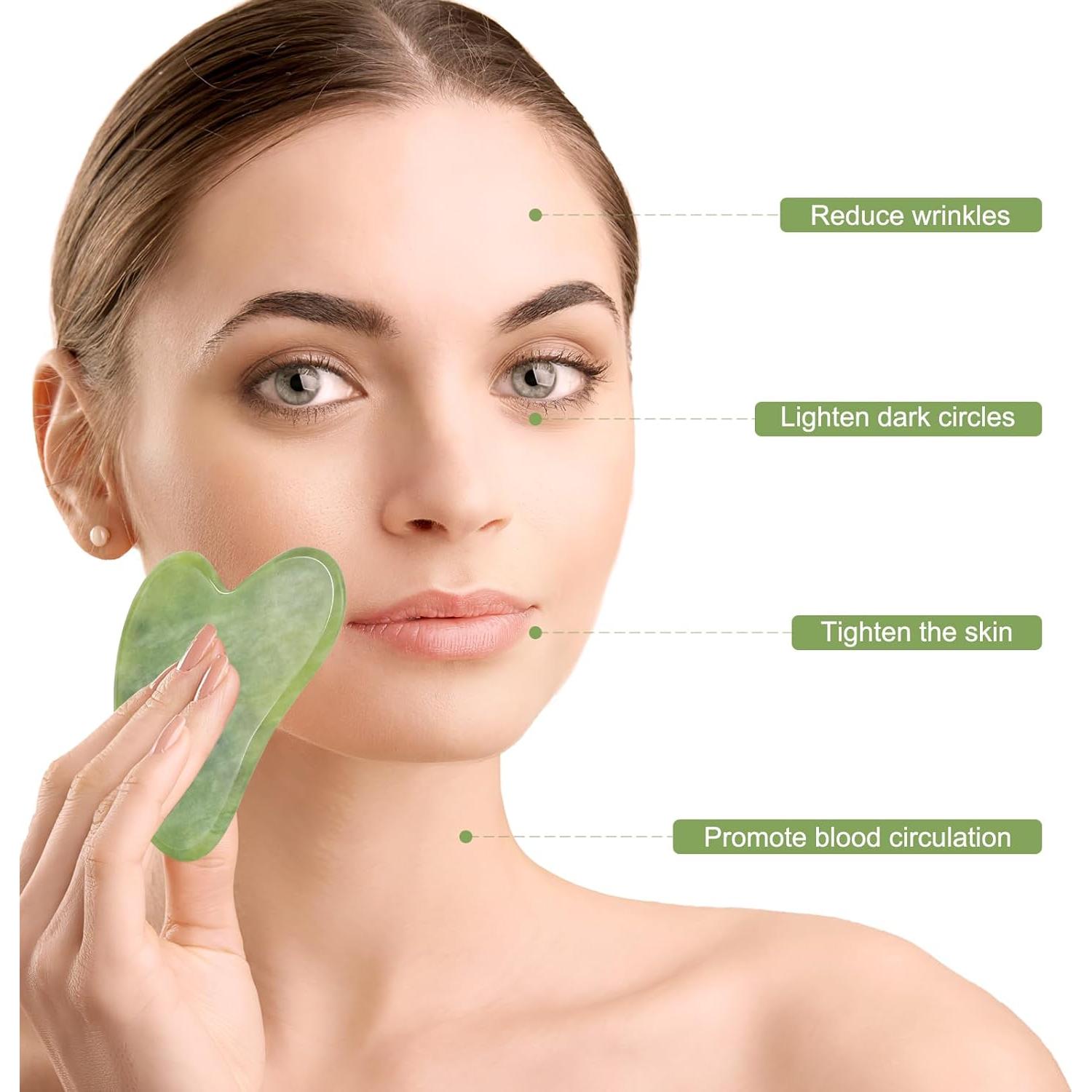 Juego de Herramientas de Masaje Gua Sha Jade Crossmoon 2 Piezas