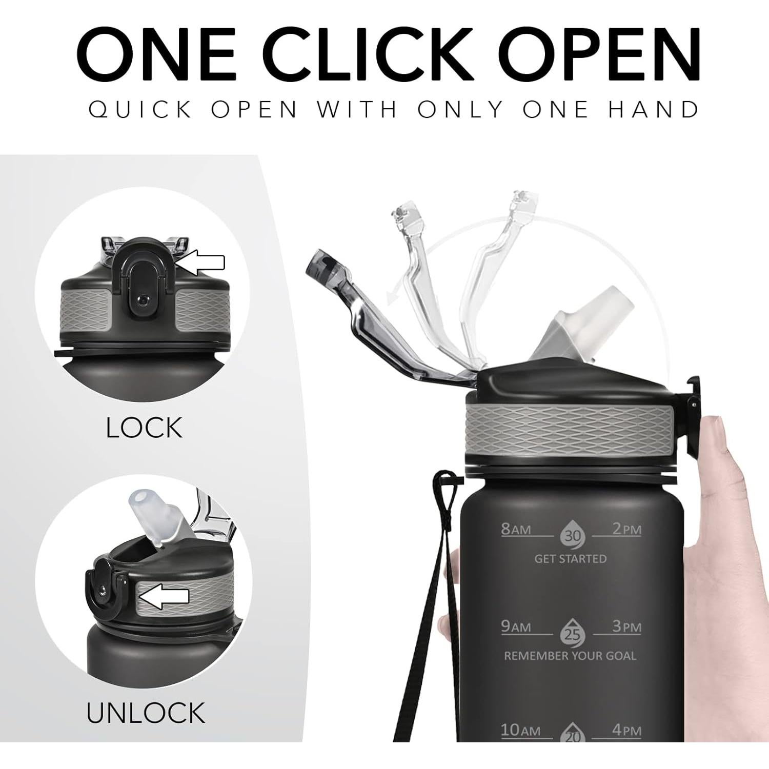 Botella de Agua Hyeta 0.91L a Prueba de Fugas con Pajilla