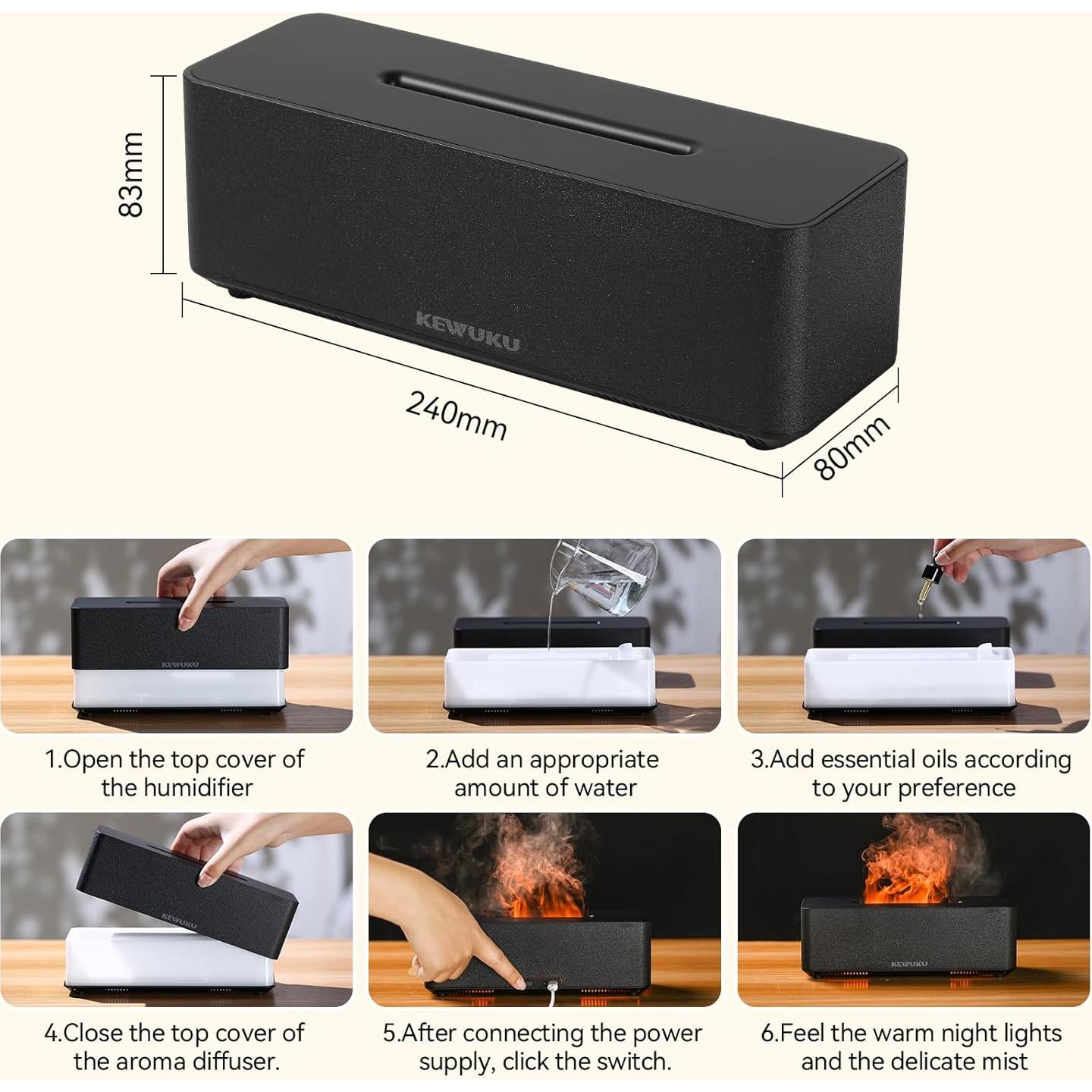 Difusor de Aceite Esencial KEWUKU F2, 280ml, Ultrasonido, Silencioso