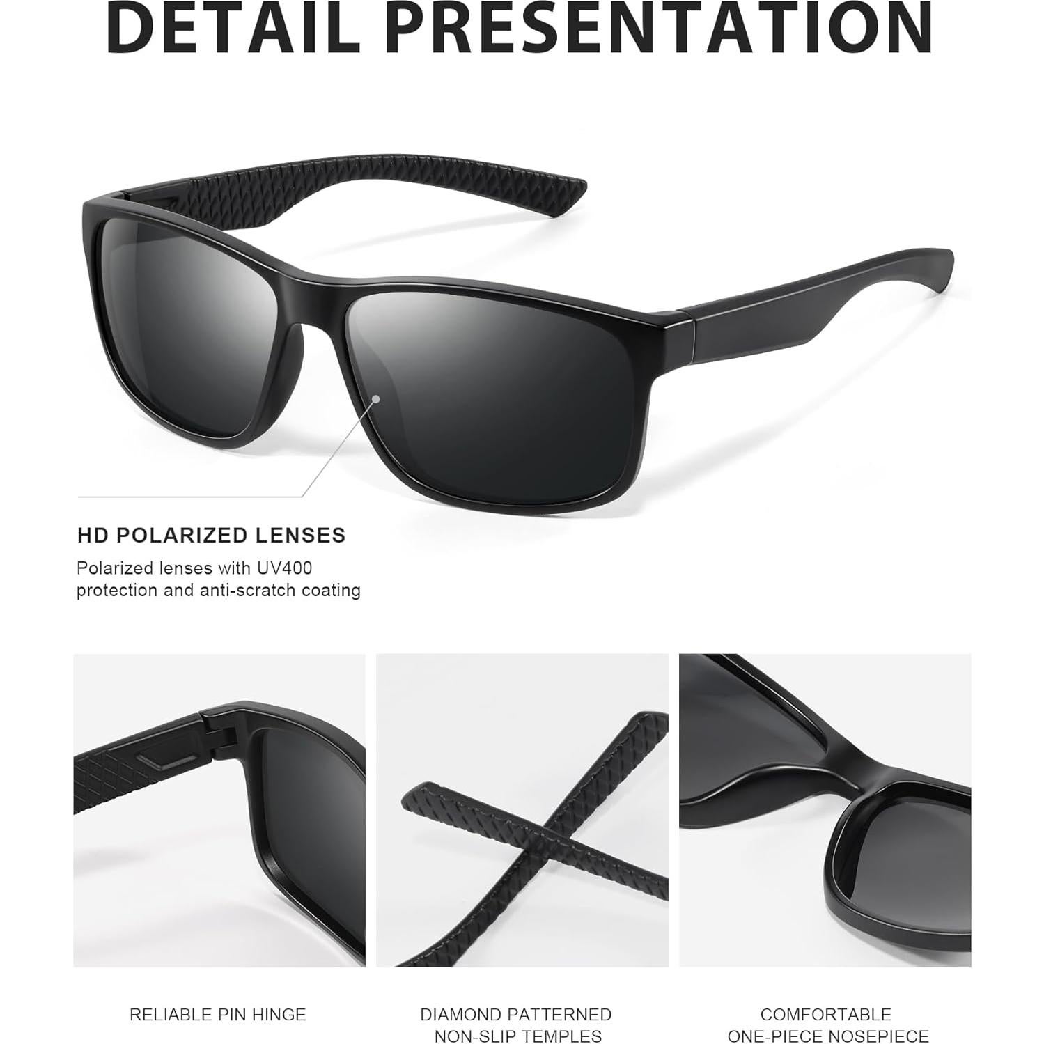 Gafas de sol polarizadas Reglaaly UV400 para hombres negras