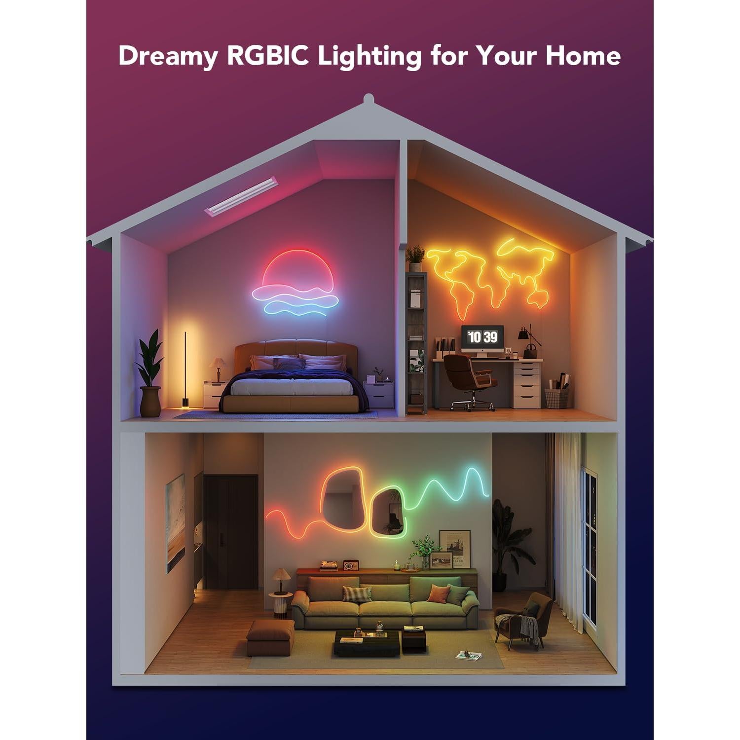 Luces de Neón LED Govee H61D5, 5m, RGBIC, Control Inteligente