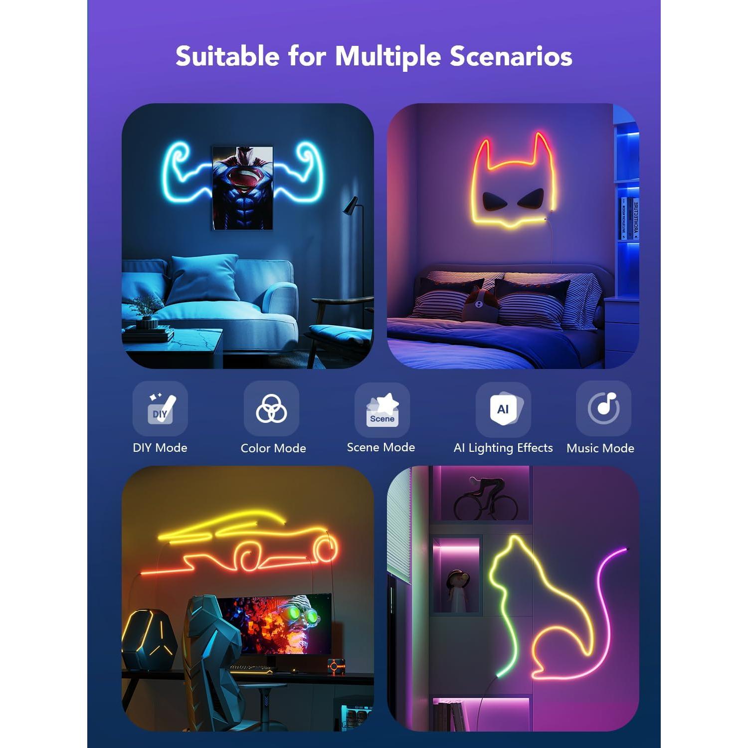 Luces de Neón LED Govee H61D5, 5m, RGBIC, Control Inteligente