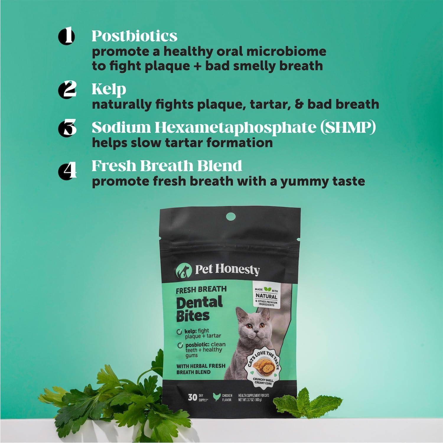 Bocados Dentales para Gatos Pet Honesty - 30 Días, Aliento Fresco