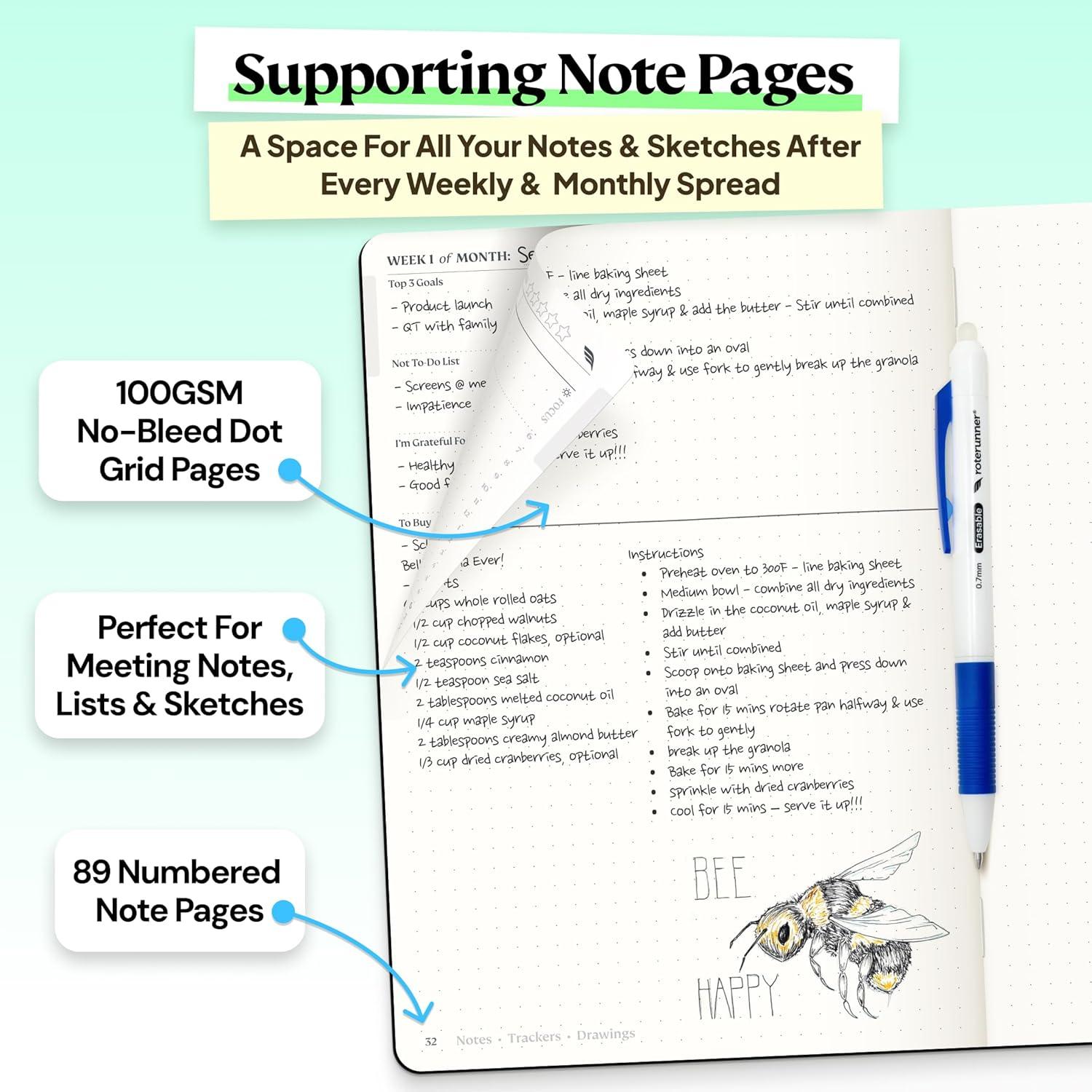 Planificador Roterunner A5 Sin Fecha 2025 Cubierta Dura Negra