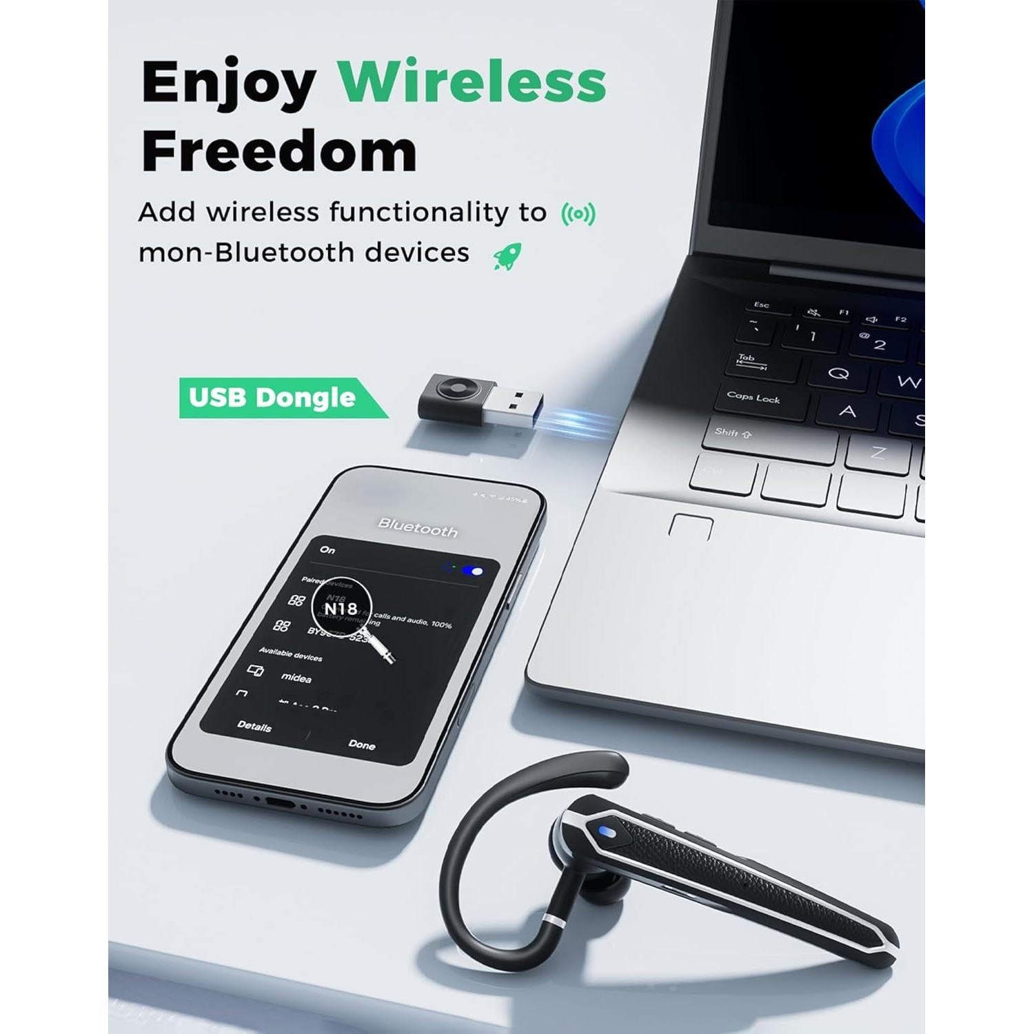 Auricular Bluetooth Eigsupia N18 Inalámbrico con Cancelación de Ruido