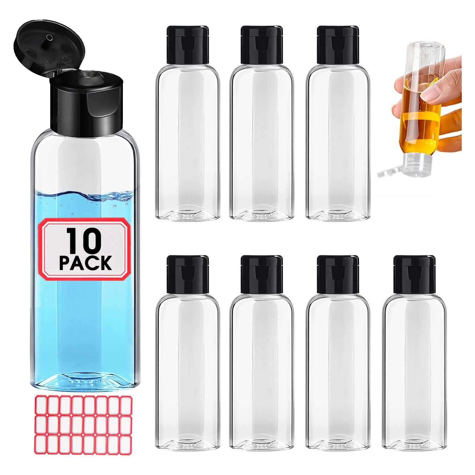 Paquete de 10 Botellas de Viaje 100 ml Aprobadas por TSA