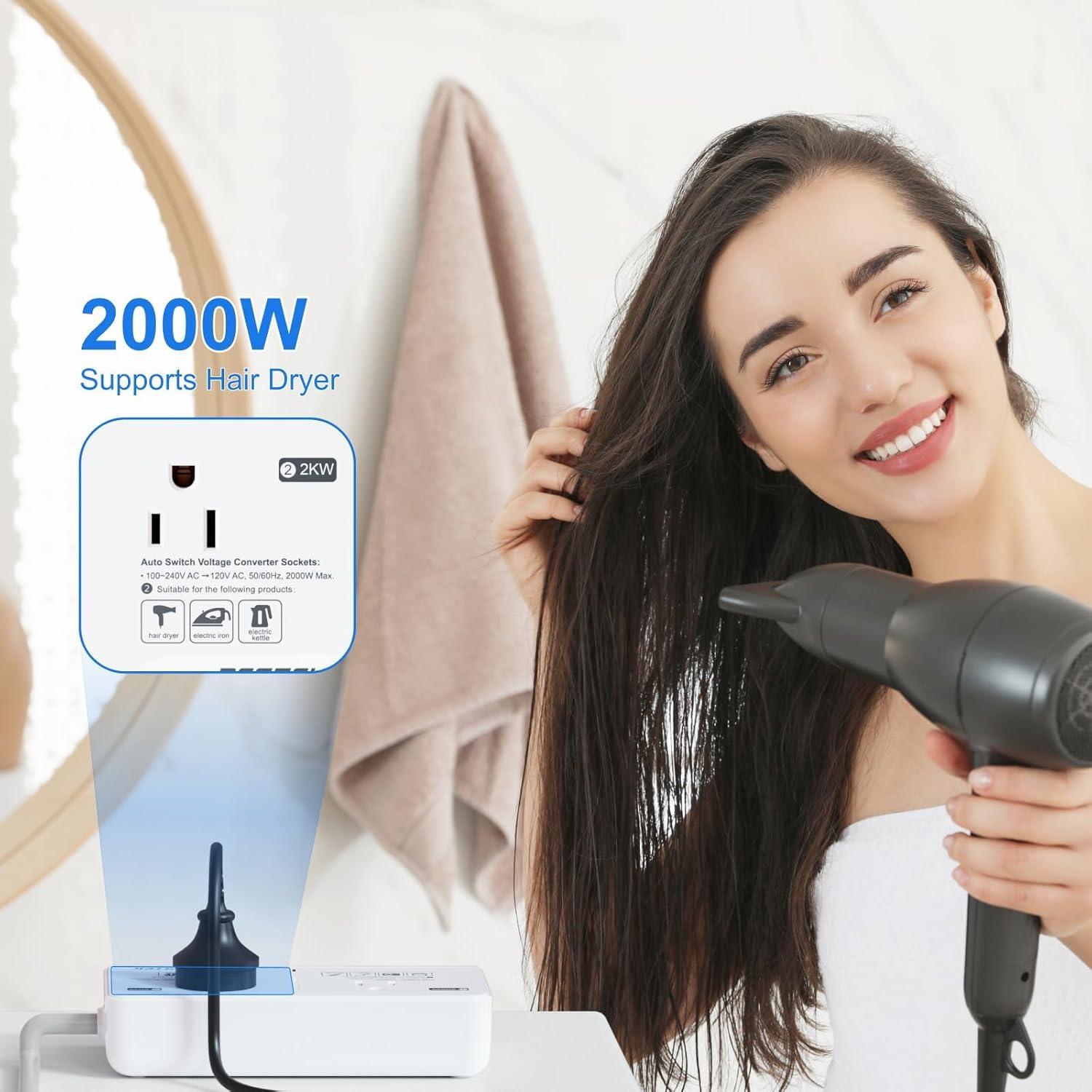 Convertidor de Voltaje 220V a 110V BESTEK 2000W con USB