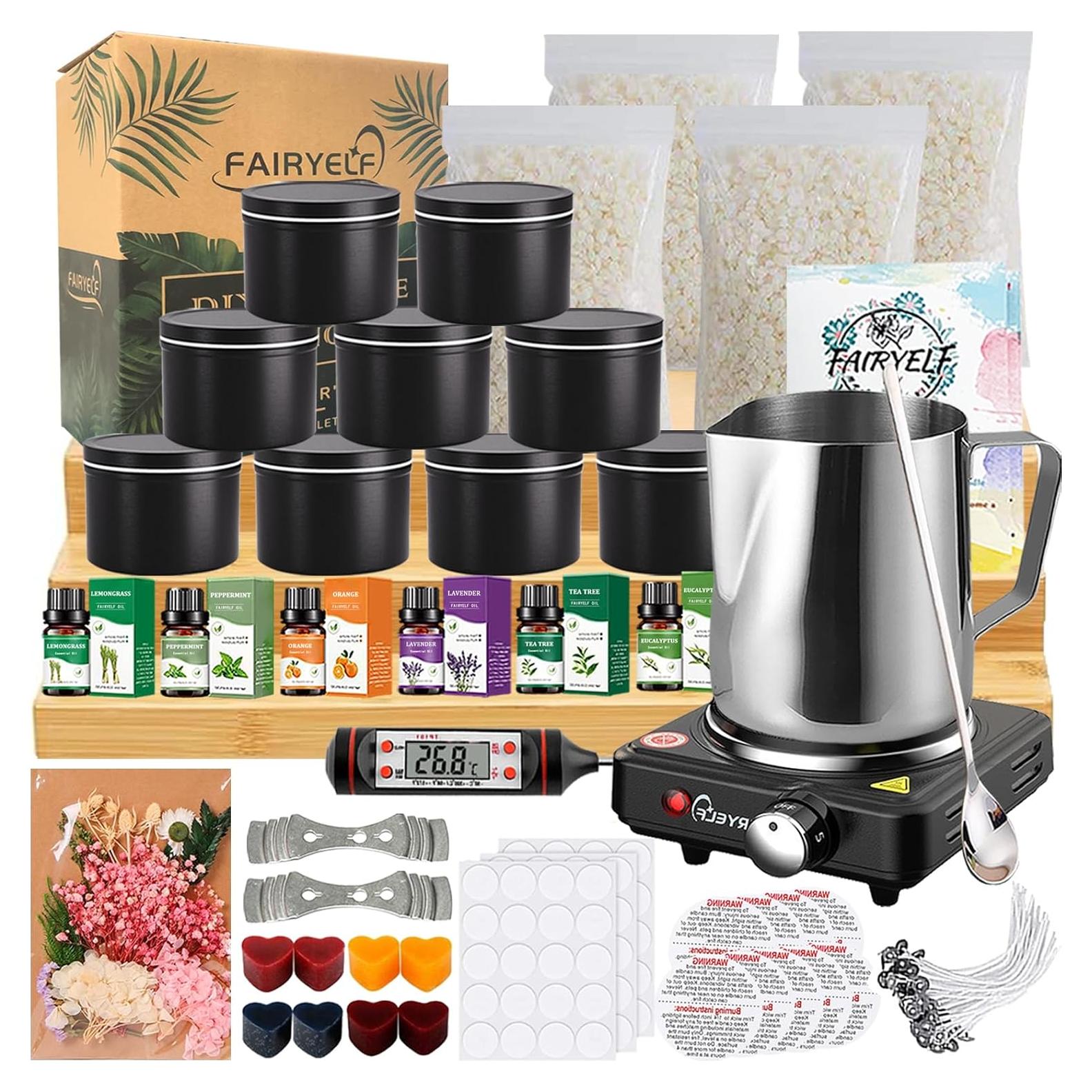 Kit de Fabricación de Velas FAIRYELF - Cera de Soja, 149 Piezas