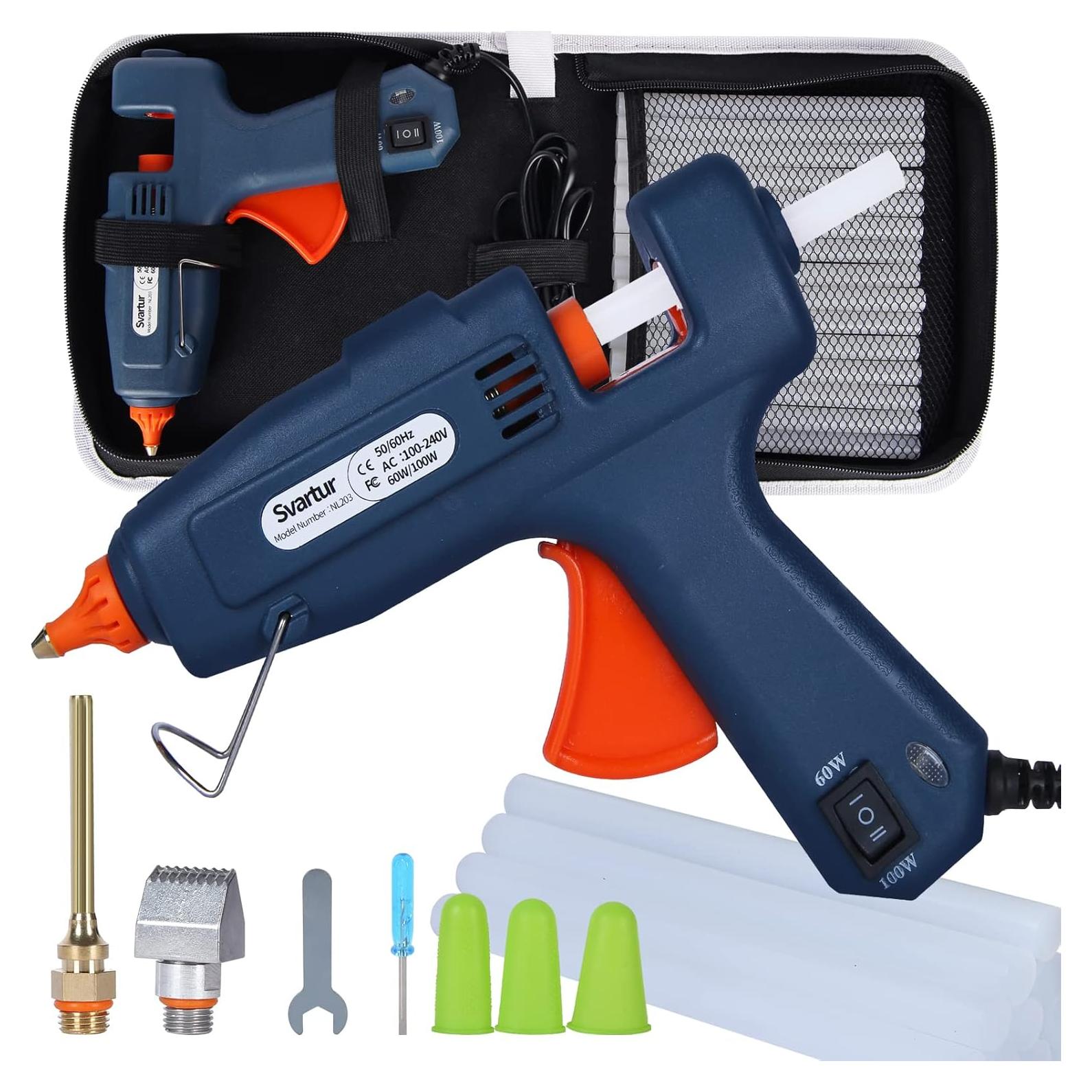 Pistola de Pegamento Caliente Svartur 100W con Estuche y 15 Palitos