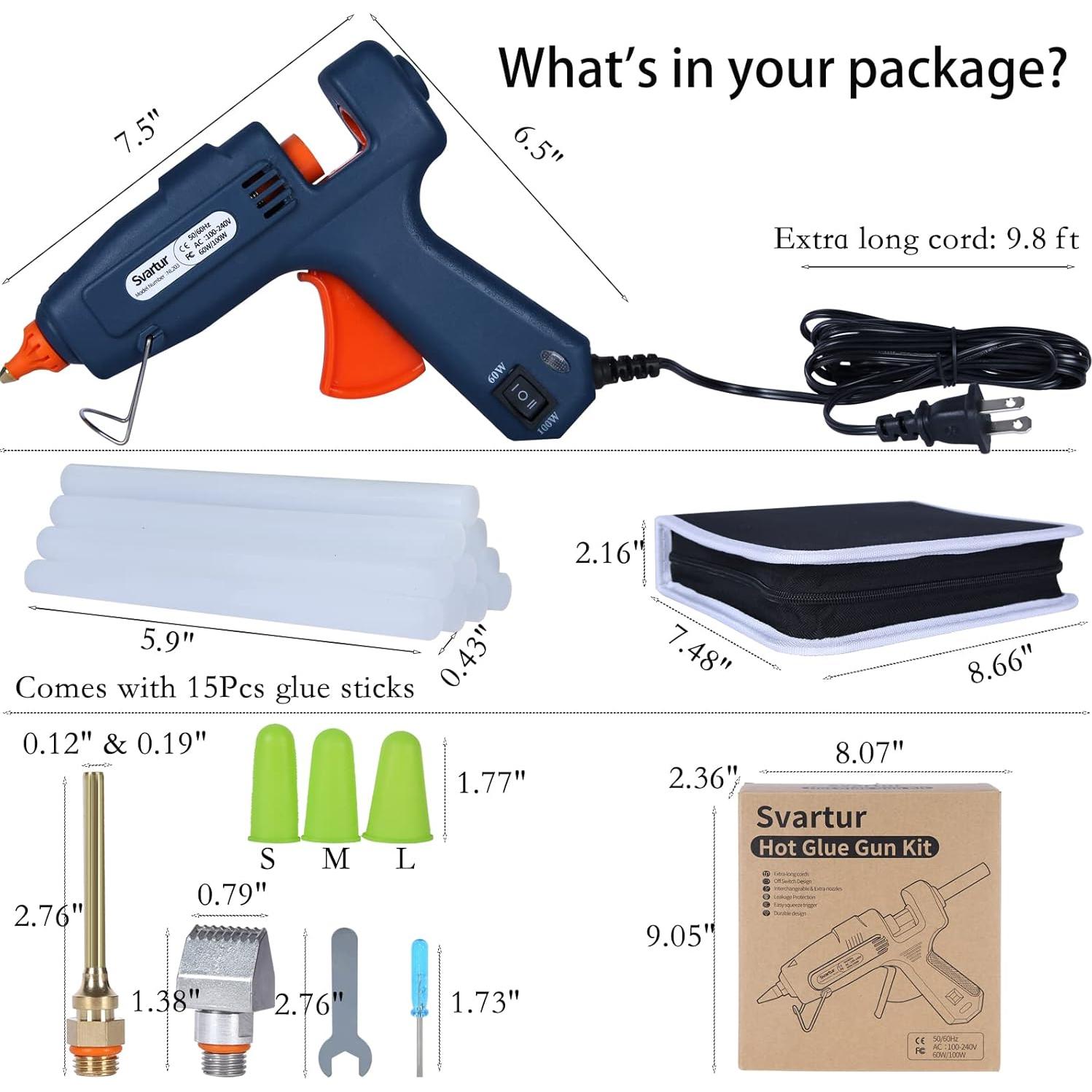 Pistola de Pegamento Caliente Svartur 100W con Estuche y 15 Palitos