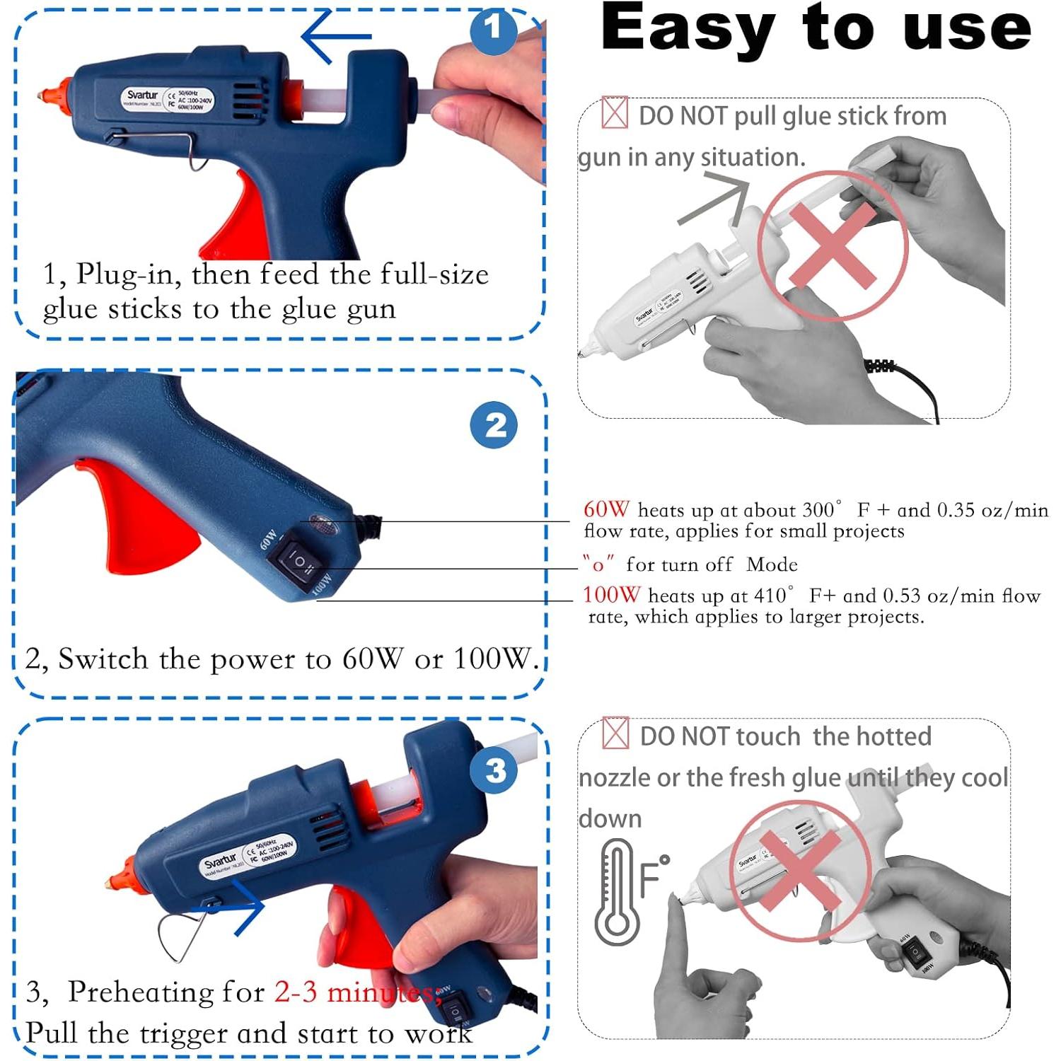 Pistola de Pegamento Caliente Svartur 100W con Estuche y 15 Palitos