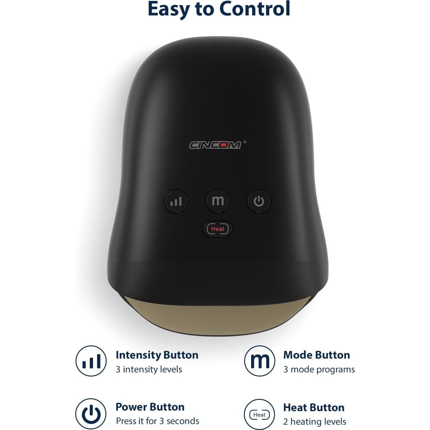 Masajeador de Mano Inalámbrico CINCOM con Calor y Compresión