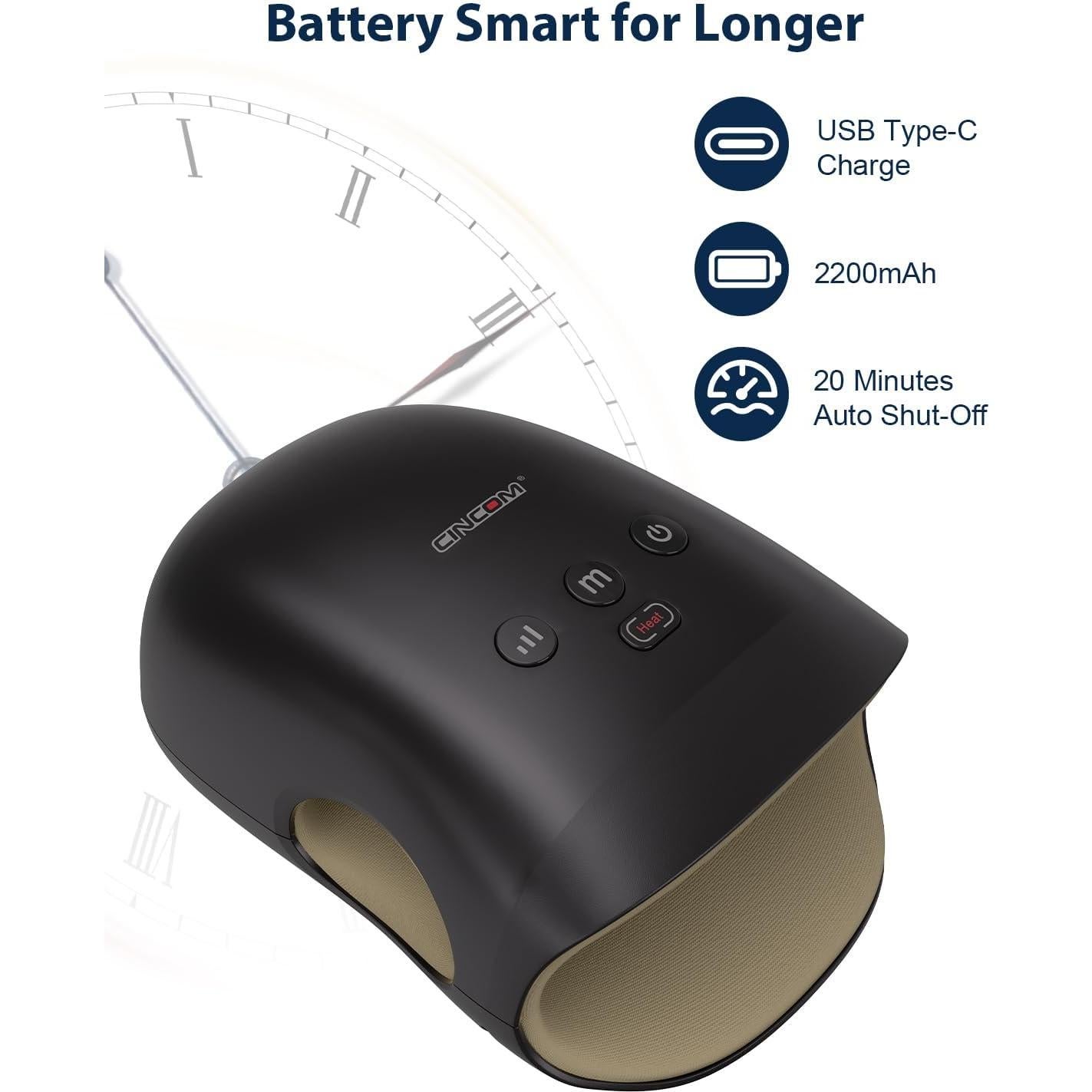 Masajeador de Mano Inalámbrico CINCOM con Calor y Compresión