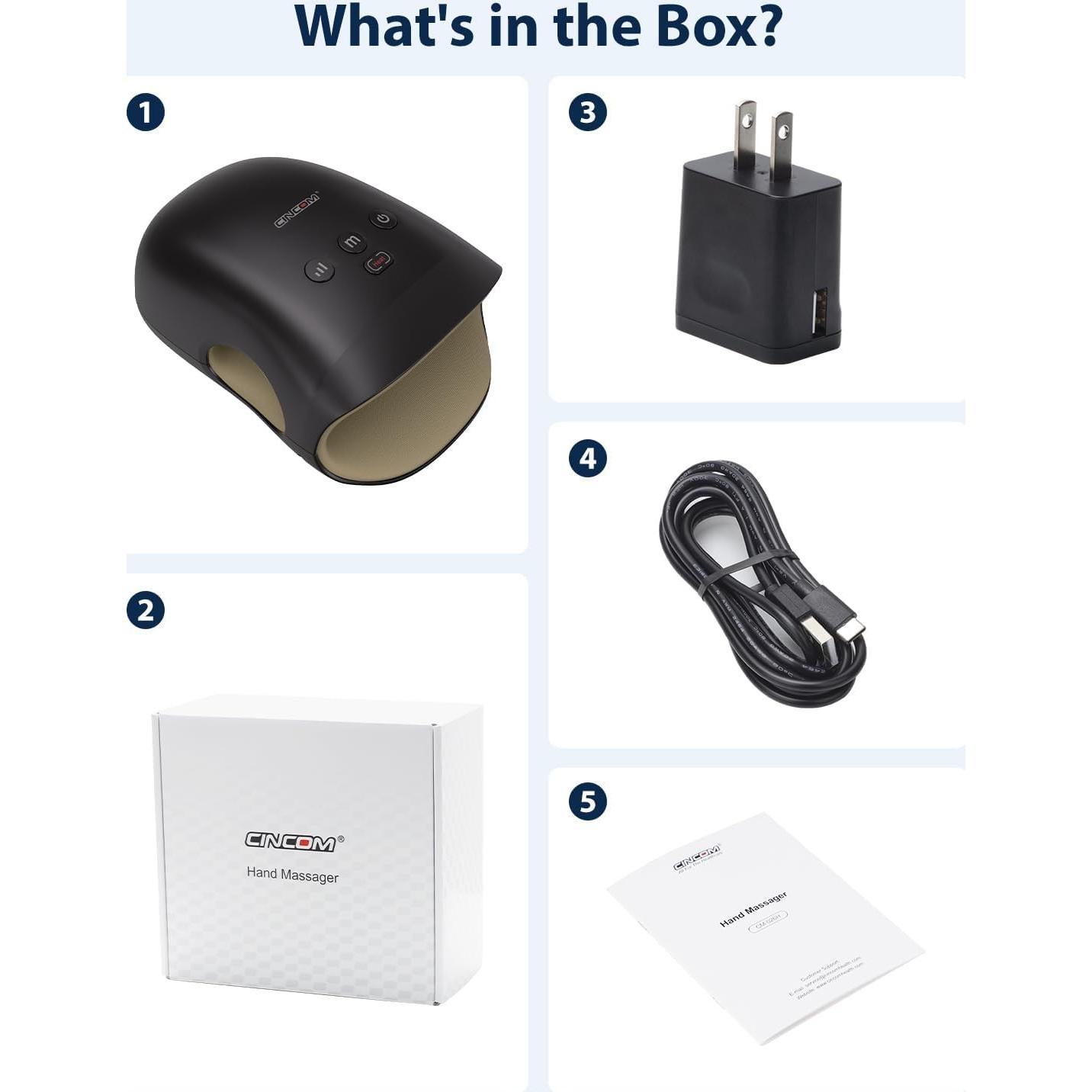 Masajeador de Mano Inalámbrico CINCOM con Calor y Compresión