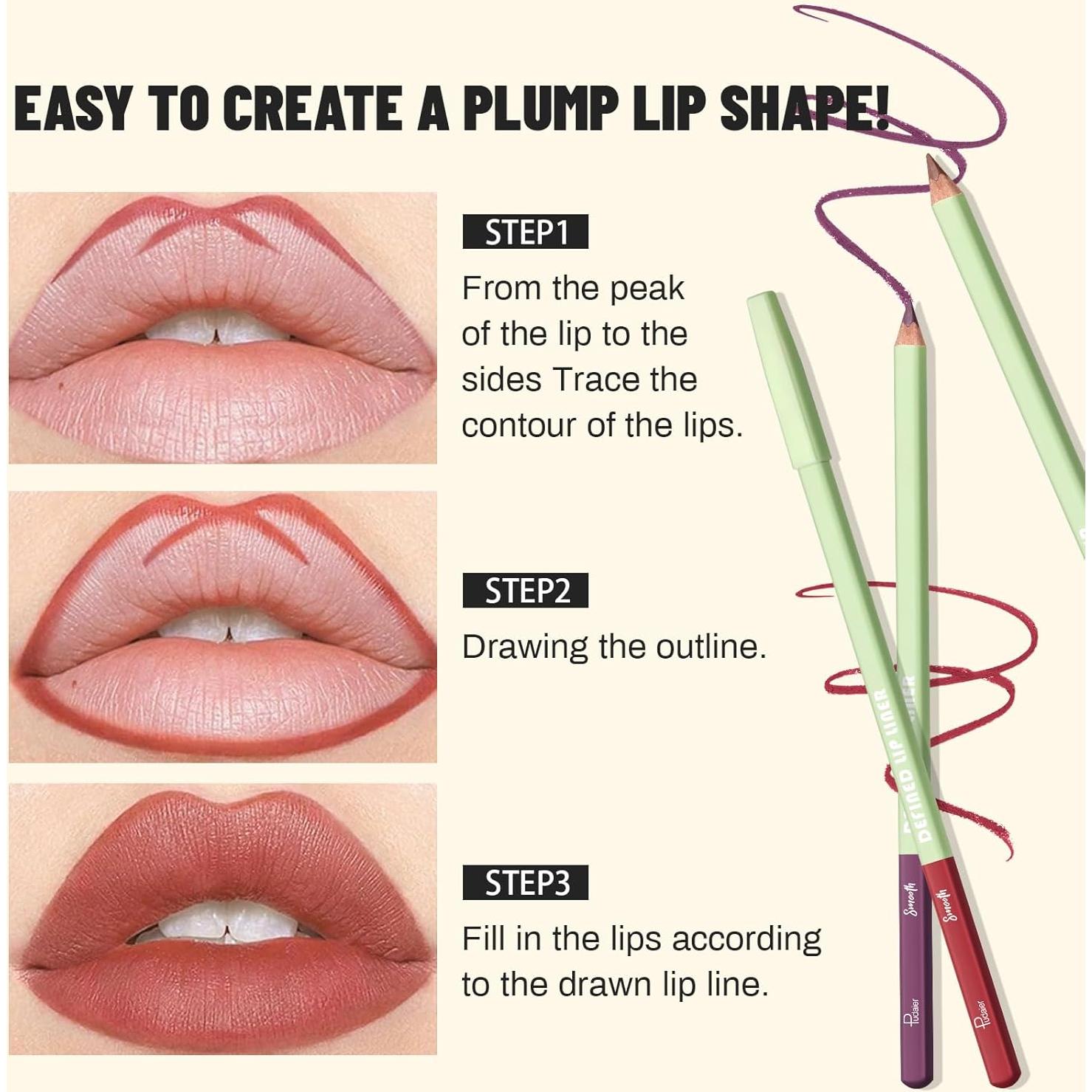 Juego de 12 Lápices de Labios Pudaier - Nude y Colores Vibrantes