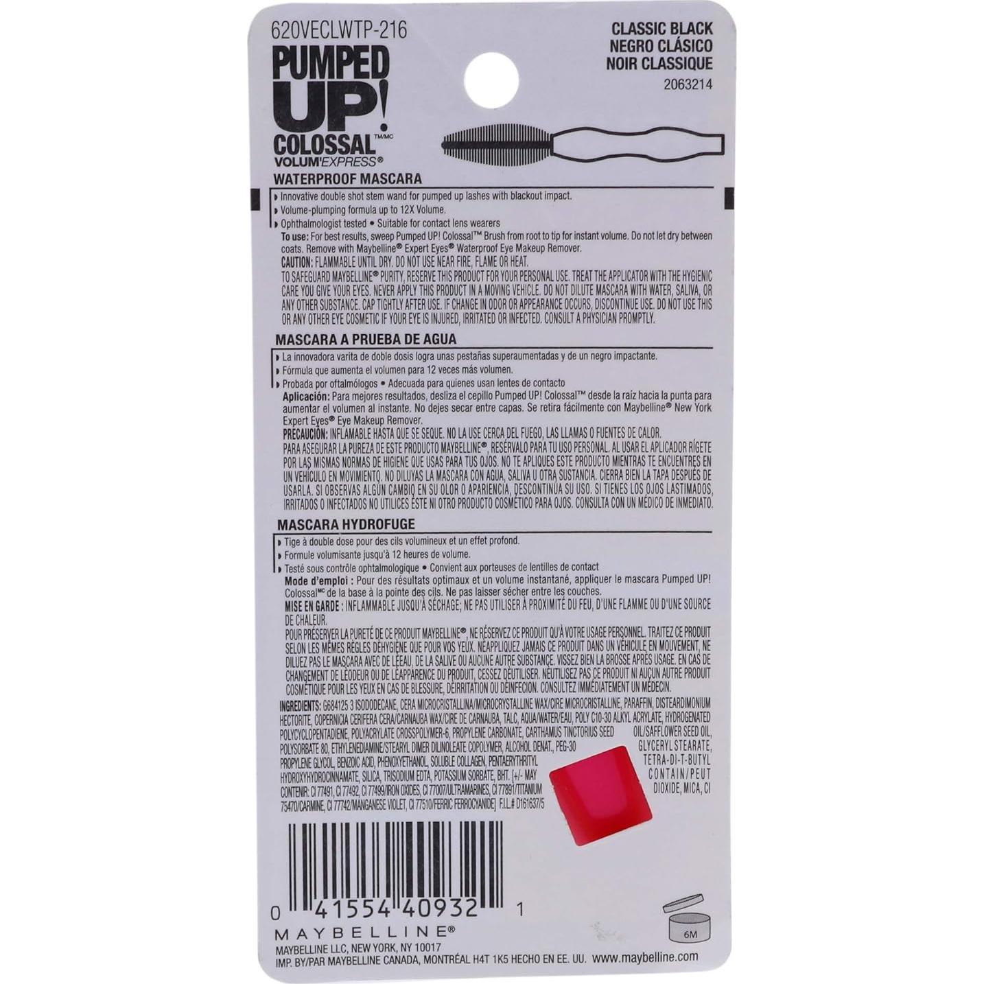 Máscara Volum' Express Pumped Up! Colossal Maybelline 9.46 ml